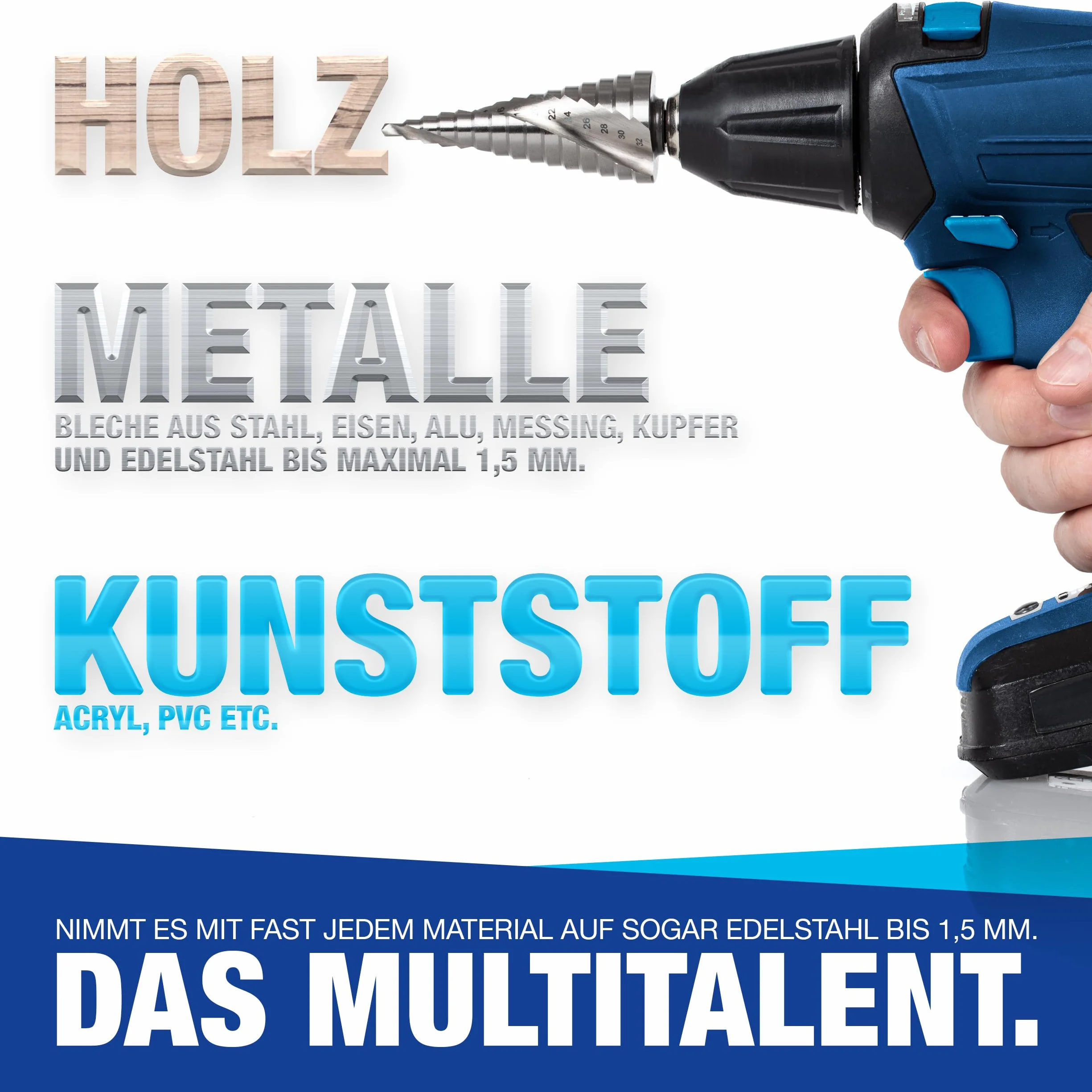 NTG HSS wiertło stopniowe Ø 4-32 mm 15-stopniowe wiertło stożkowe do metalu drewna tworzyw sztucznych