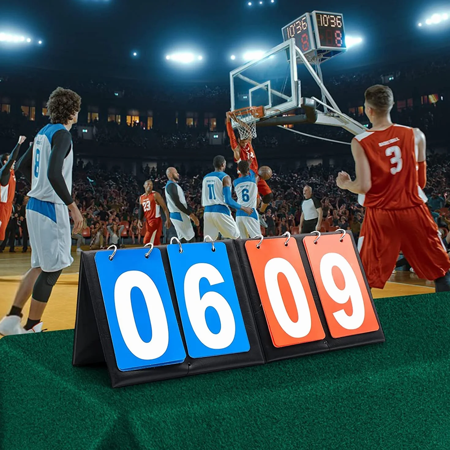 Tablica wyników, 4-cyfrowa tablica wyników, przenośna tablica wyników Flip, tablica wyników, cyfry do uprawiania sportu, tenisa stołowego, koszykówki, siatkówki, wewnątrz i na zewnątrz
