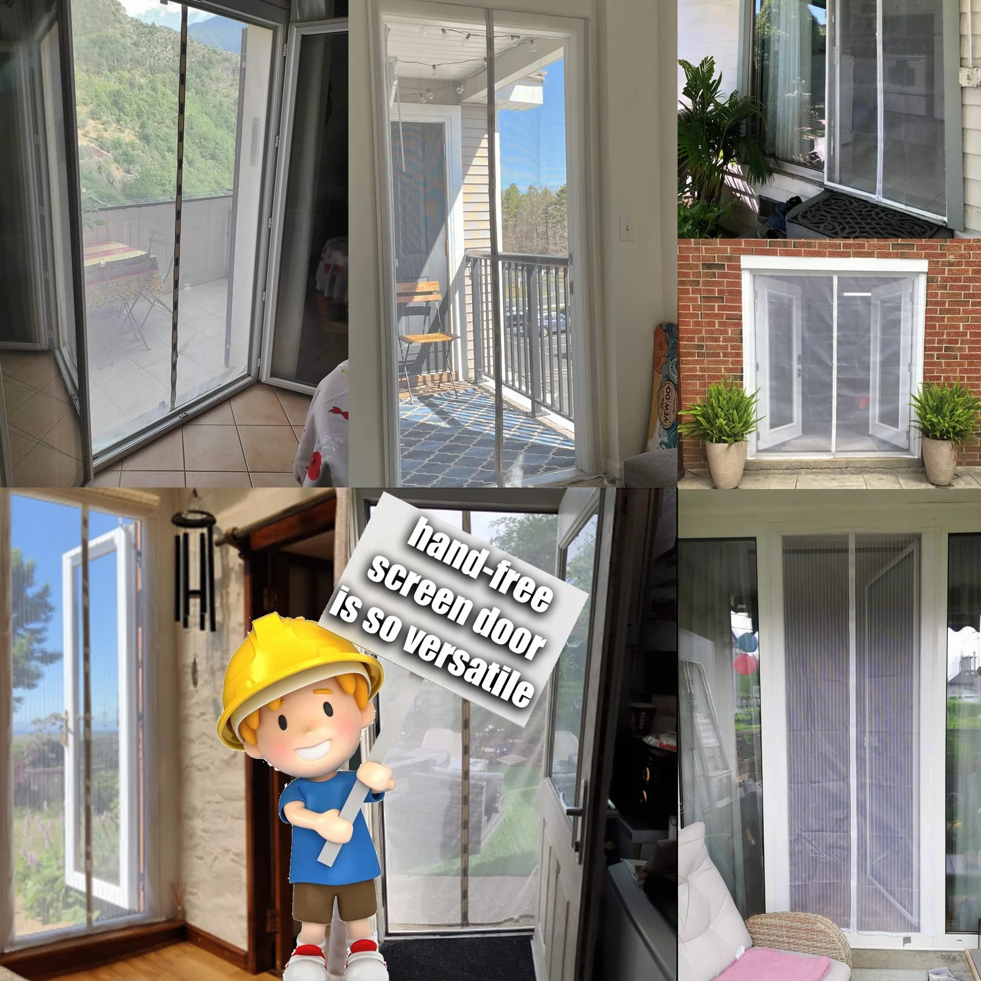 Magnetic Screen Door 170 x 200 cm Heavy Duty Mosquito Net for Balcony Patio