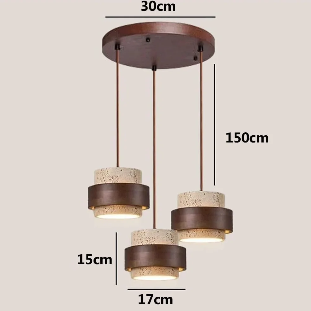 Wisząca Lampa z Naturalnego Kamienia Trawertyn Cylindryczna W Stylu Wabi Sabi Regulowana do Kuchni