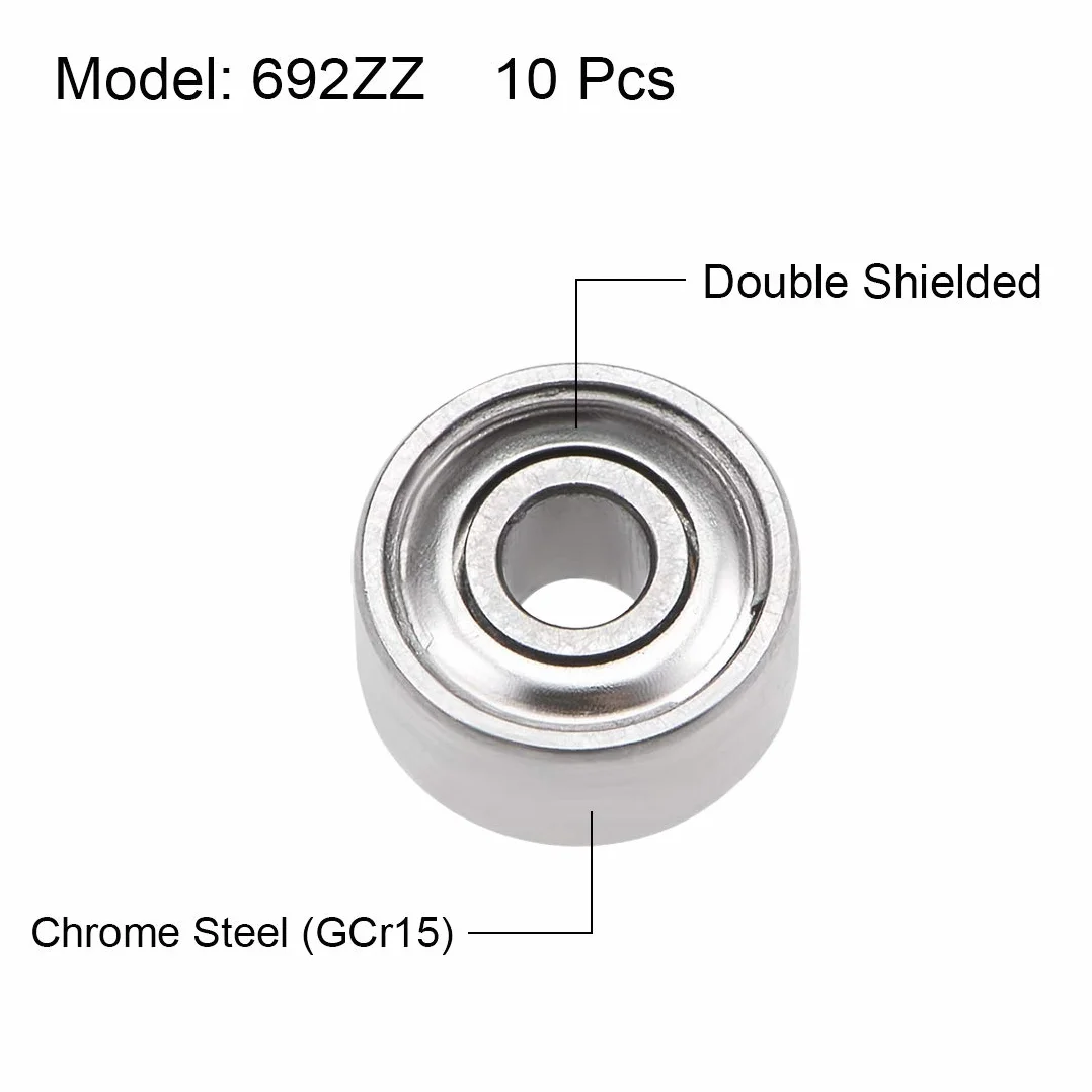 sourcing map łożysko kulkowe zwykłe 692ZZ 2x6x3 mm podwójnie ekranowane stal chromowana Z2