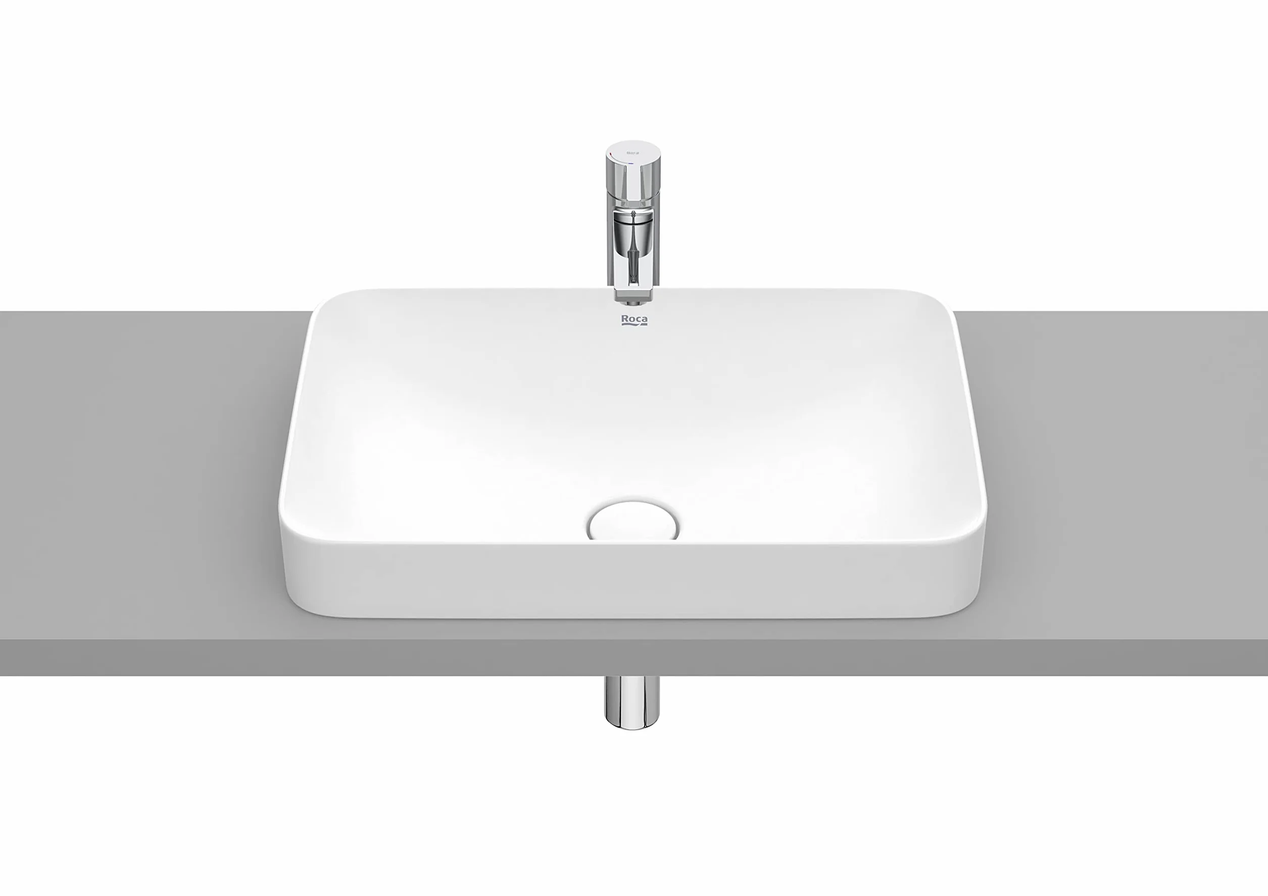 Roca INSPIRA SQUARE Umywalka FINECERAMIC do blatu Biały Matowy 550mm x 370mm x 75mm