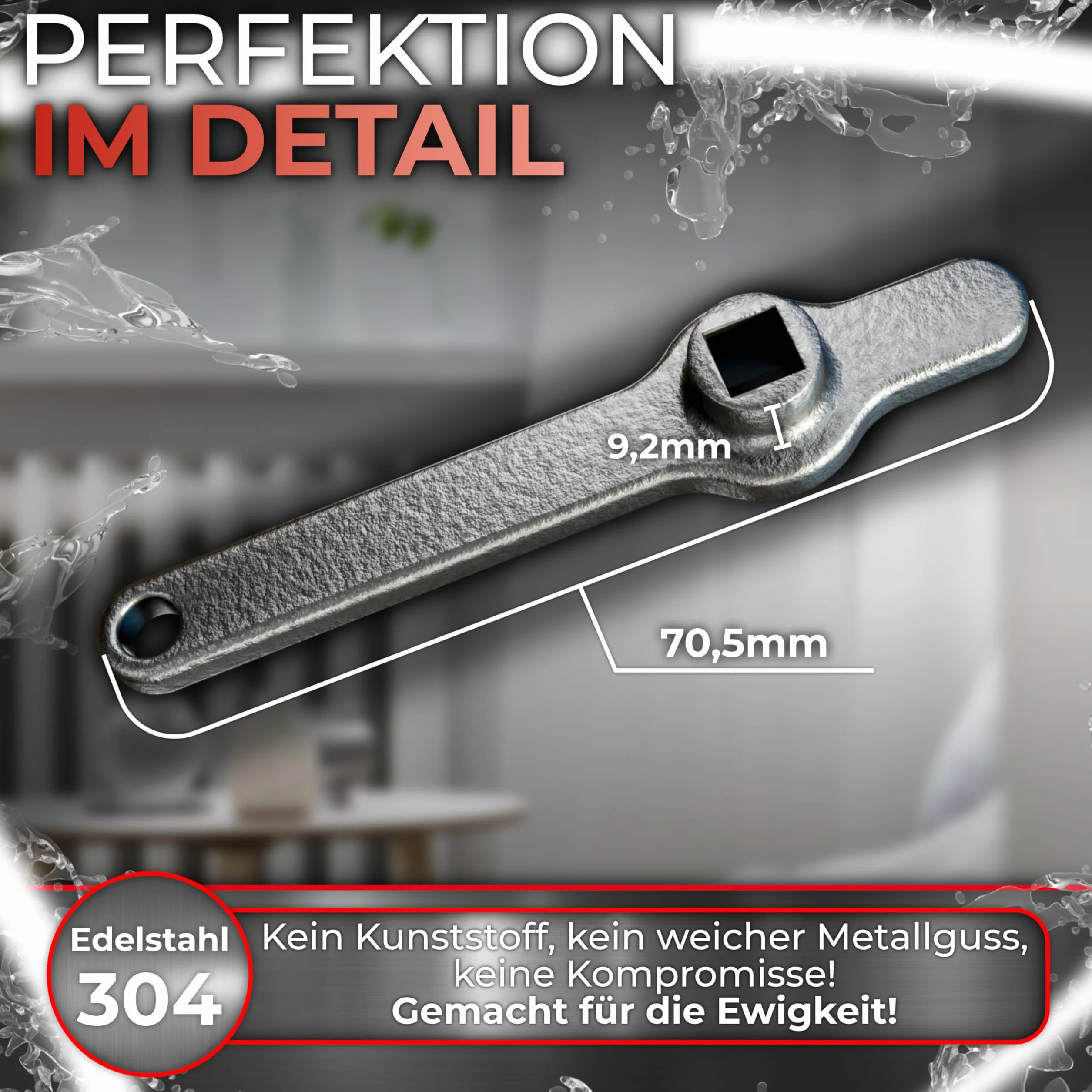 3DHerb Klucz do odpowietrzania, klucz grzejnikowy ze stali nierdzewnej, uchwyt odpowietrzający do grzejnika, klucz czworokątny, odpowietrzanie ogrzewania, z wysokiej jakości stali nierdzewnej