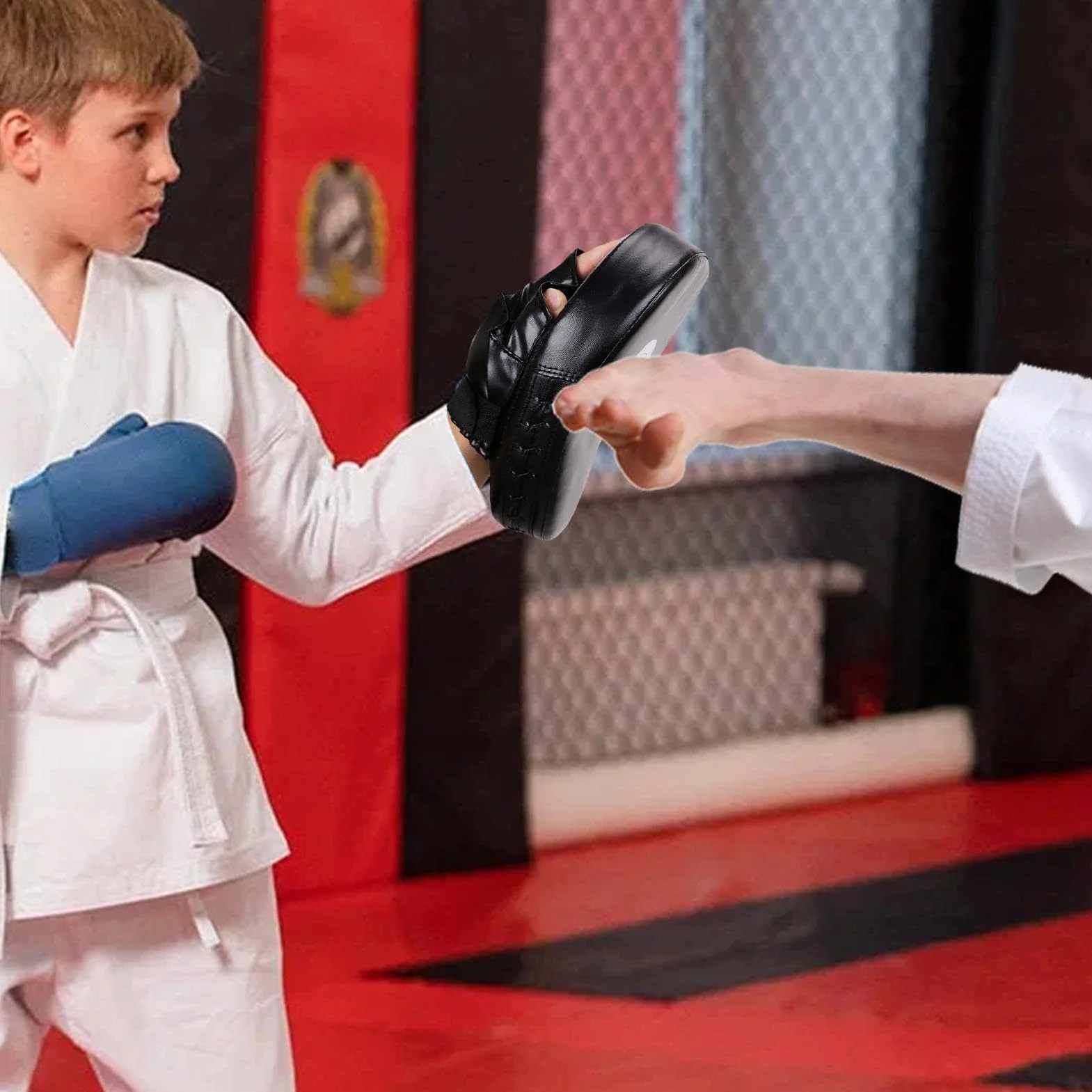 Podkładki bokserskie, zakrzywione rękawiczki, Maya Hide Leather Kara Hook and Jab podkładki treningowe | Mma Muay Thai Kickboxing Coaching sztuki walki uderzanie tarcza