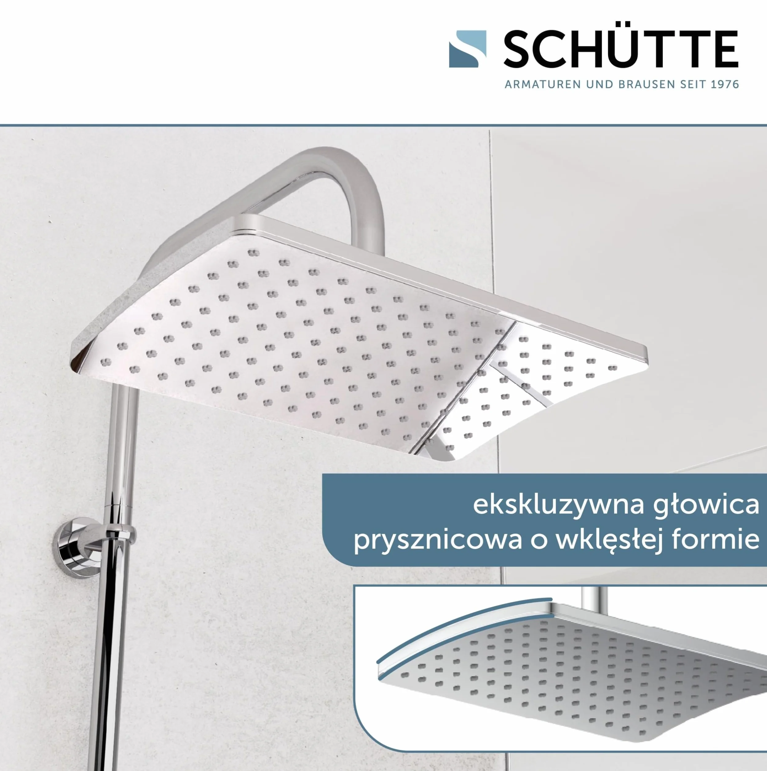 SCHÜTTE Zestaw prysznicowy MALLORCA kolumna prysznicowa z dużą deszczownicą słuchawka 3 tryby strumienia system z drążkiem regulowanej wysokości chrom