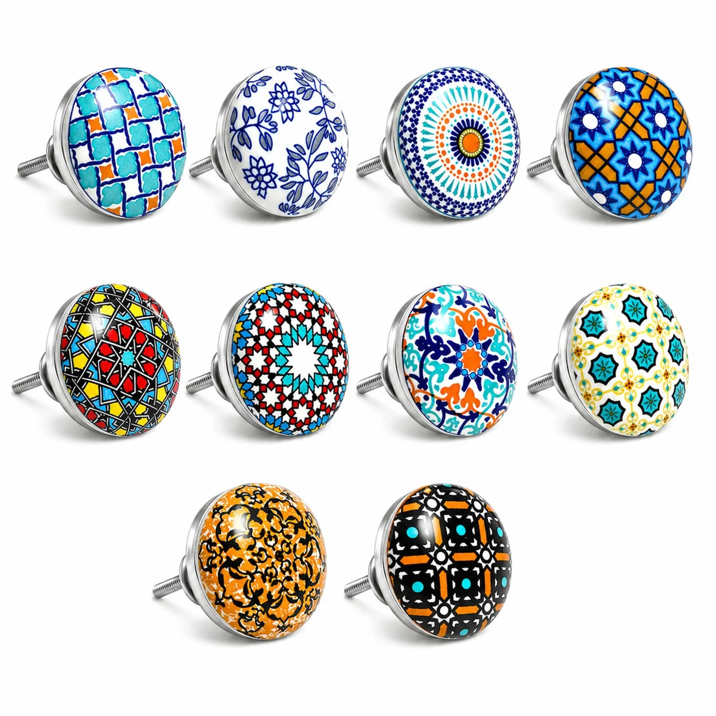 Pokrętła ceramiczne 40mm ręcznie malowane zestaw 10 do szafek szuflad