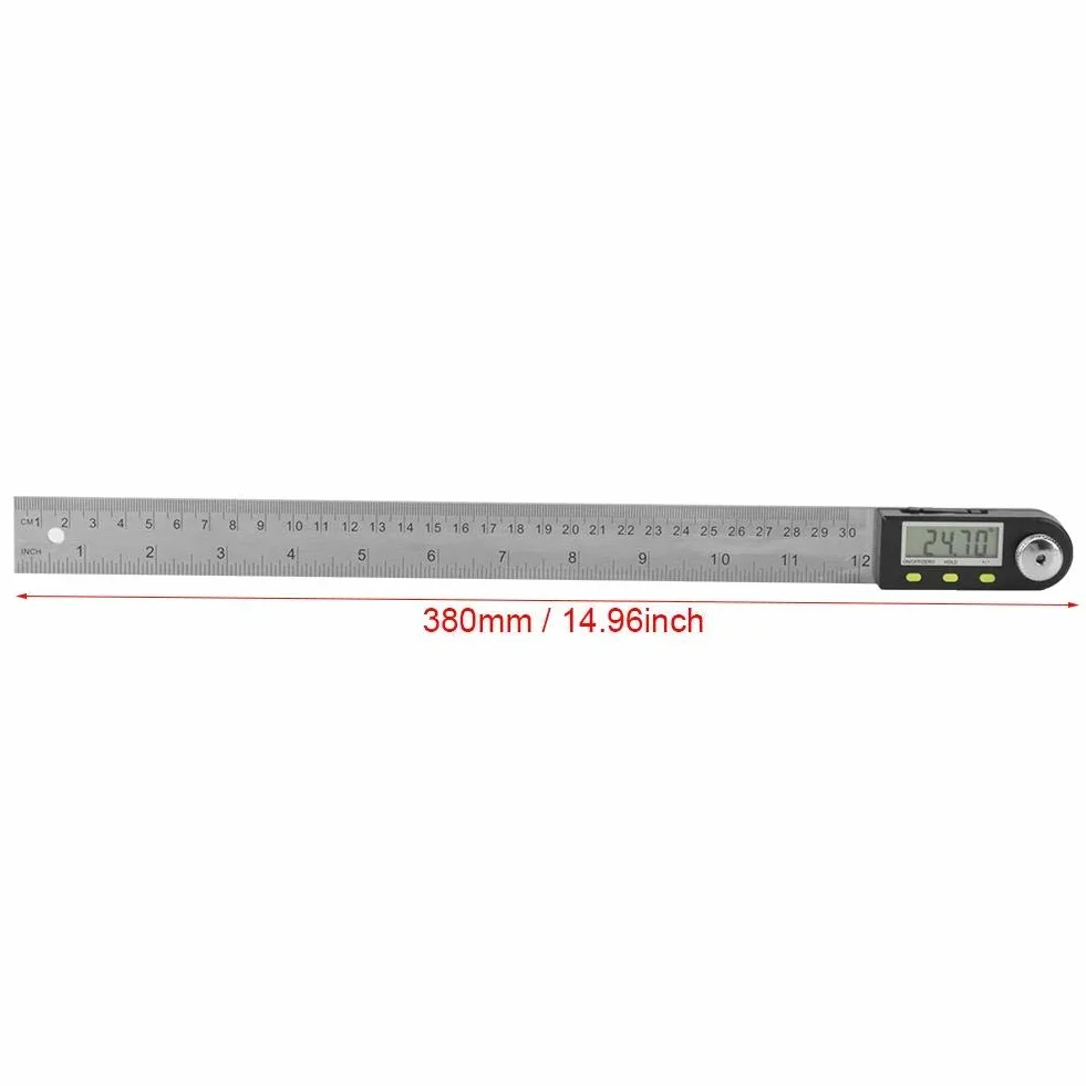 Kątomierz cyfrowy 2 w 1 0-300mm 360° Stal nierdzewna Elektroniczny kątomierz Goniometr Linijka pomiarowa Ekran LCD