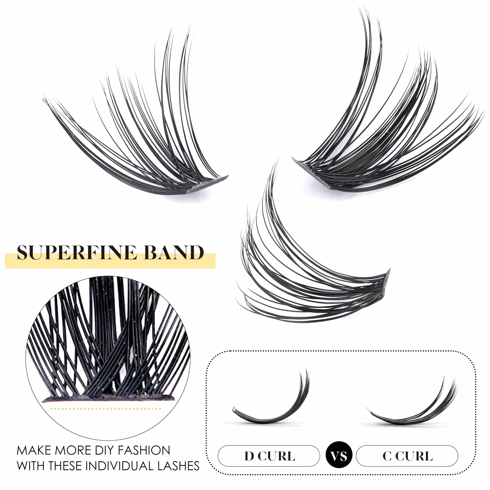 Zestaw przedłużania rzęs LANKIZ 320 szt. - Sztuczne rzęsy 30D + 40D + 50D Curl D 10-16 mm Mix, pojedyncze rzęsy z klejem i aplikatorem, profesjonalny zestaw wielokrotnego użytku dla początkujących