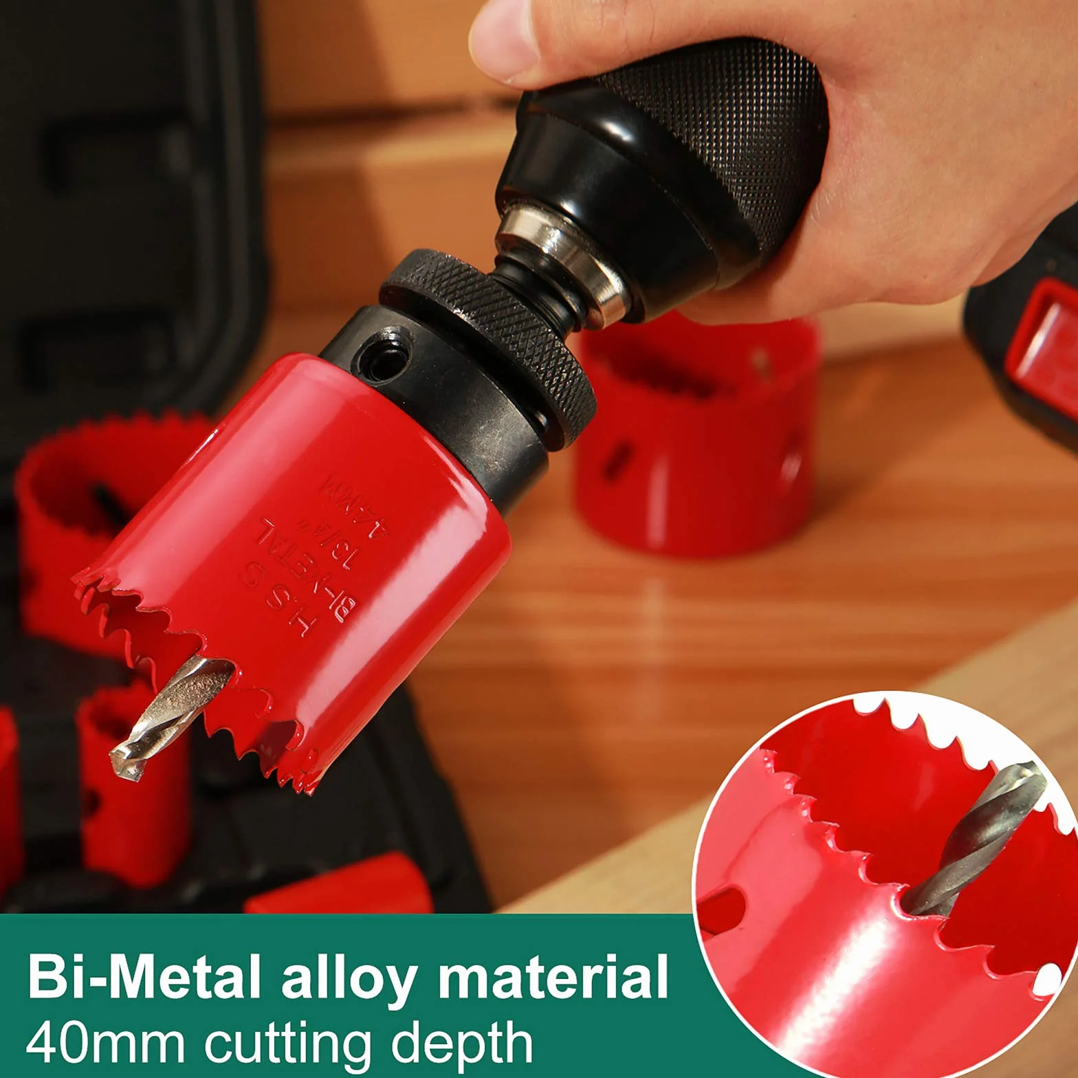 HYCHIKA Otwornica bimetalowa 17 PCS 19mm-68mm z 2 trzpieniami 3 wiertłami 1 kluczem imbusowym