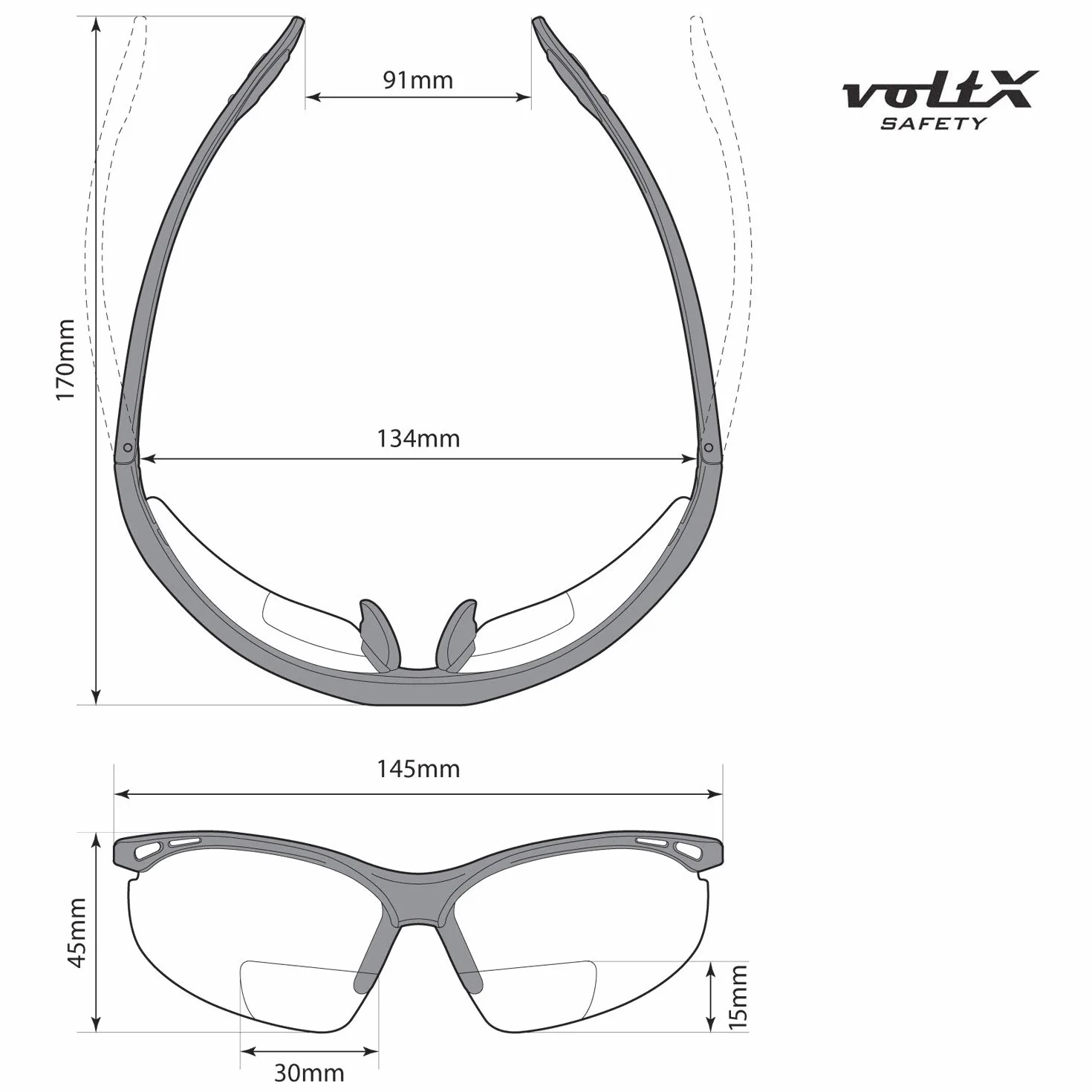 voltX CONSTRUCTOR okulary do czytania BIFOCAL CE EN166F CIEMNE
