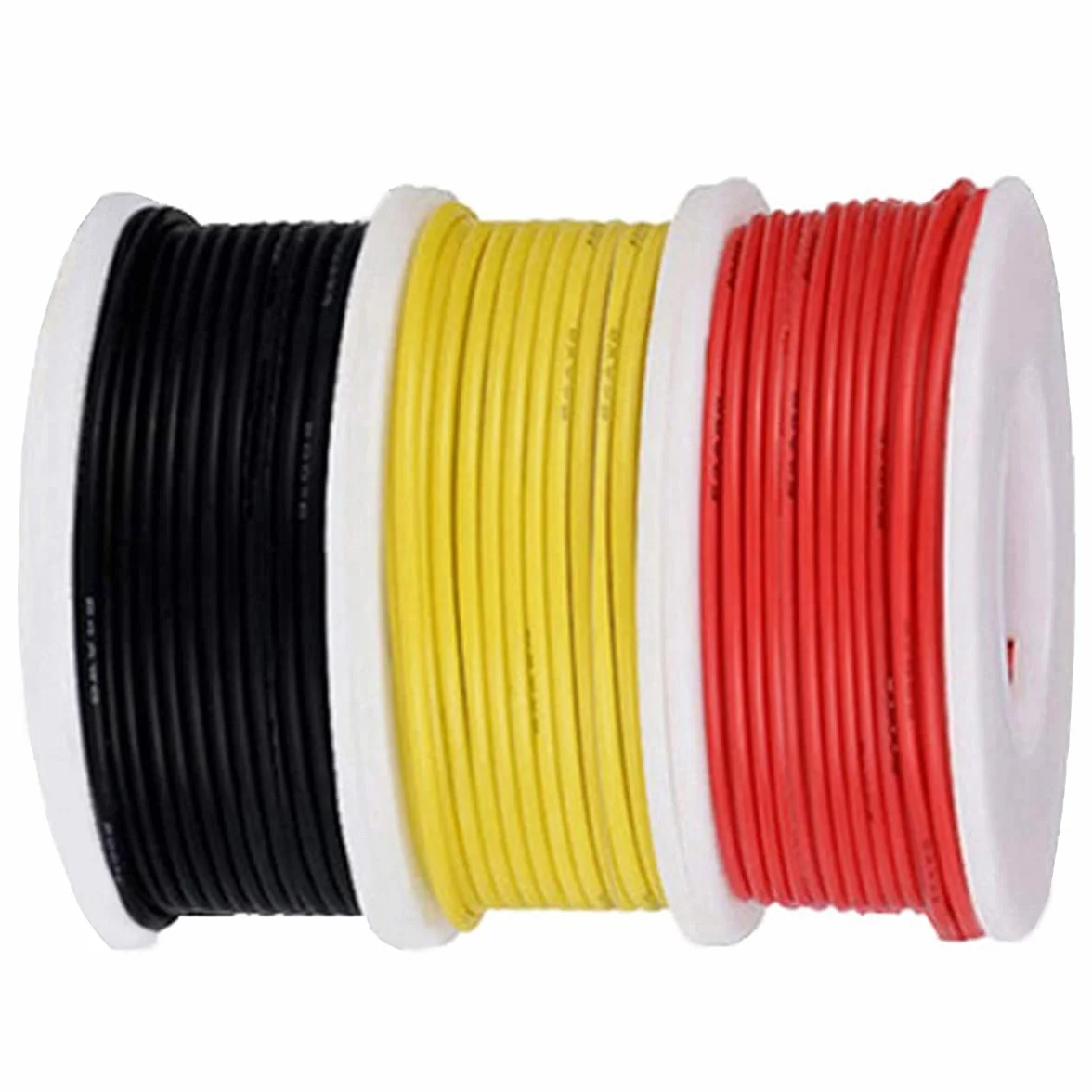 Zestaw kabli połączeniowych 26AWG, kabel elektryczny 26 Gauge, izolacja PVC 300 V, ocynowany drut miedziany, 3 kolory (czarny, czerwony, żółty)