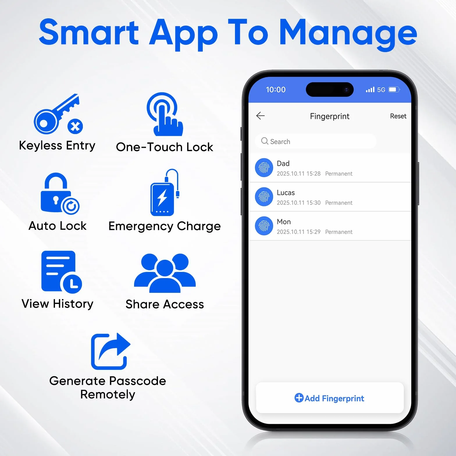 MYPIN Smart Door Lock z klawiaturą dotykową, elektroniczny zamek, czytnik linii papilarnych, otwieracz aplikacją, odcisków palców, kodu, kluczy, kart, Apple