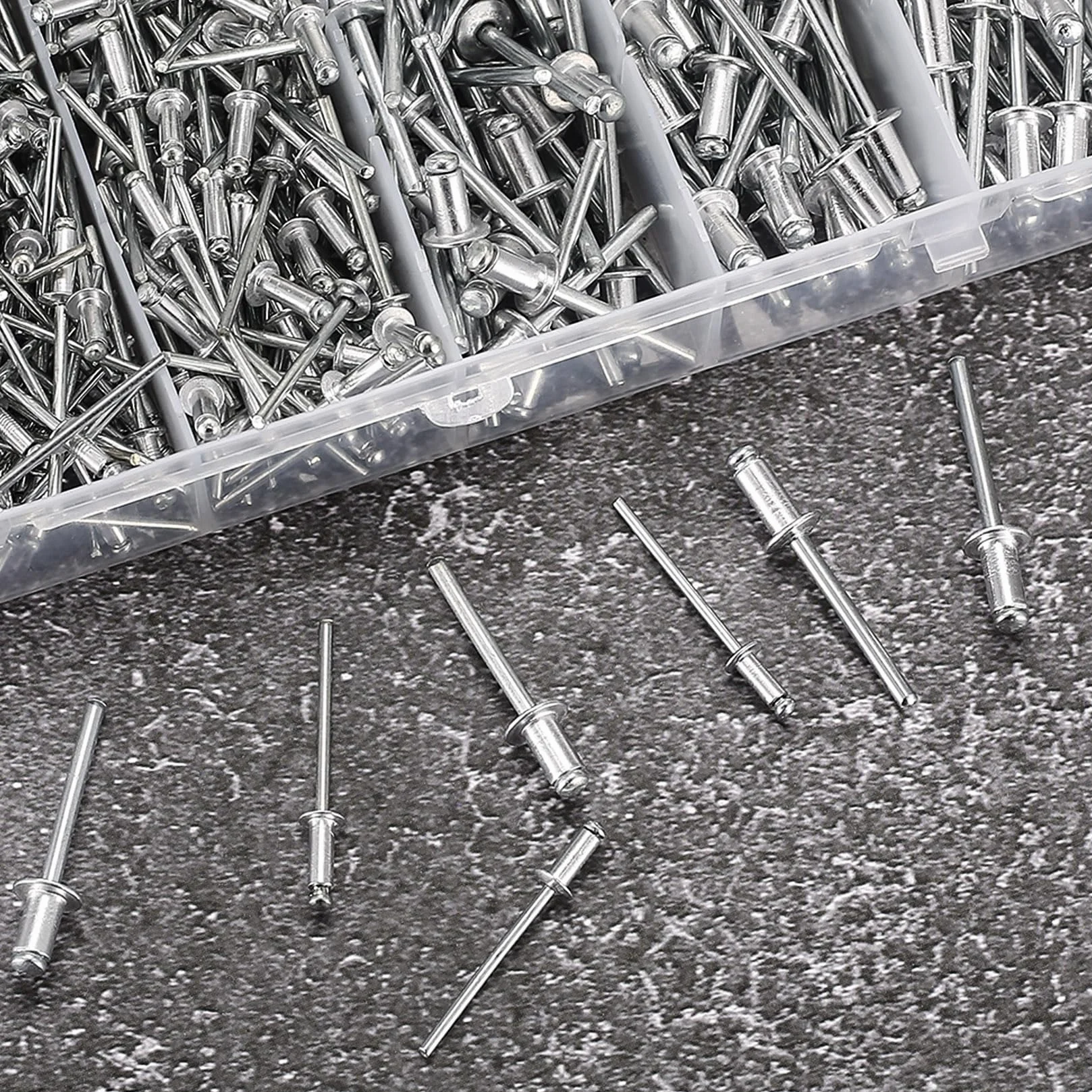 Nity Ślepe Aluminiowe 500 Szt. Mix 5 Rozmiarów 3,2mm 4,8mm Płaskie Głowice do Metalu Drewna Plastiku