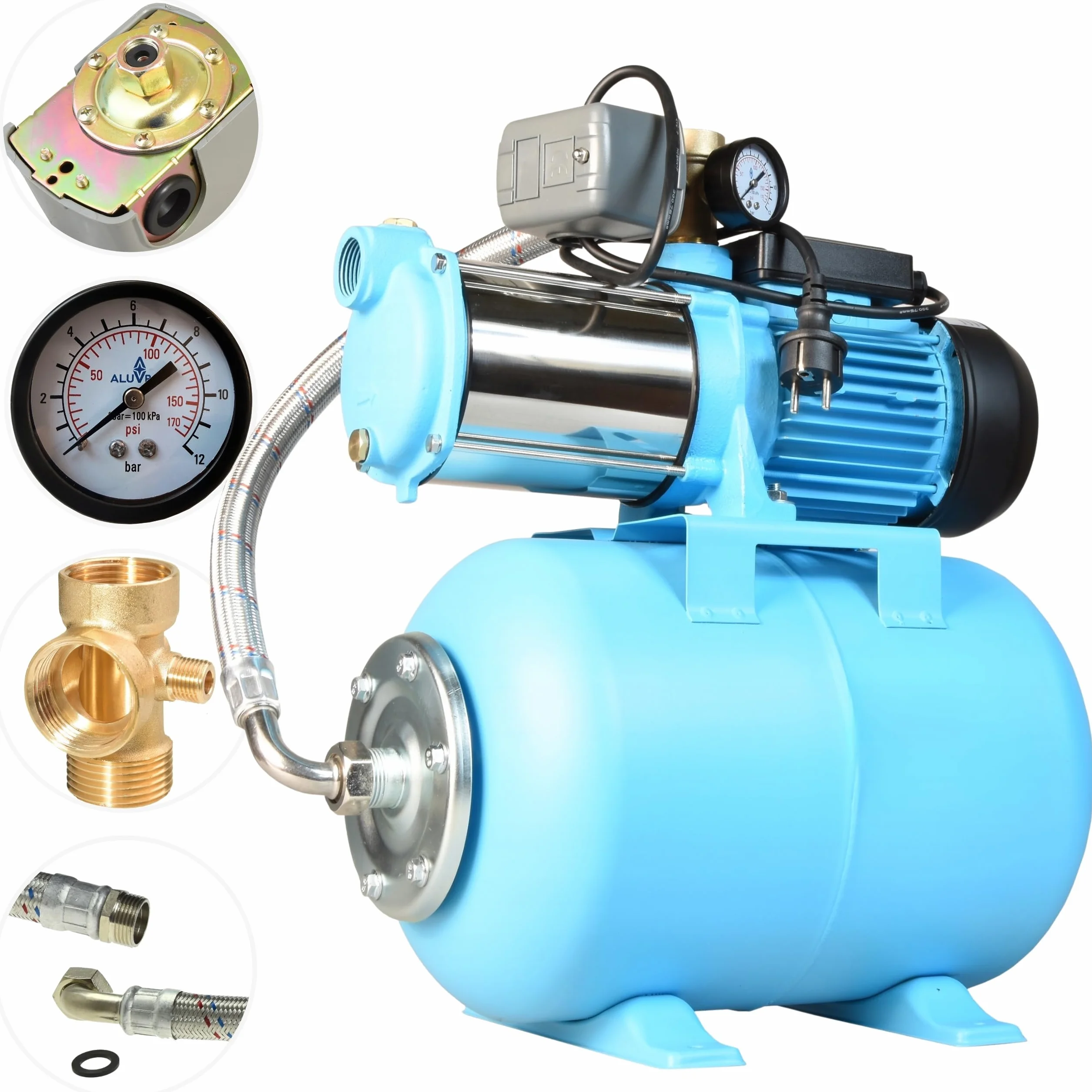 Zestaw Hydroforowy 24L Hydrofor MAX-H 1300 Pompa do Wody 1300 W 5520 l/h 55 m