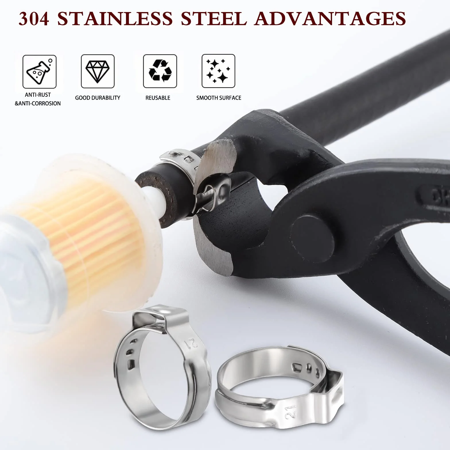 Morsetti per tubo in acciaio inox 180 pezzi 9 misure 6-25,6 mm Clip flessibile