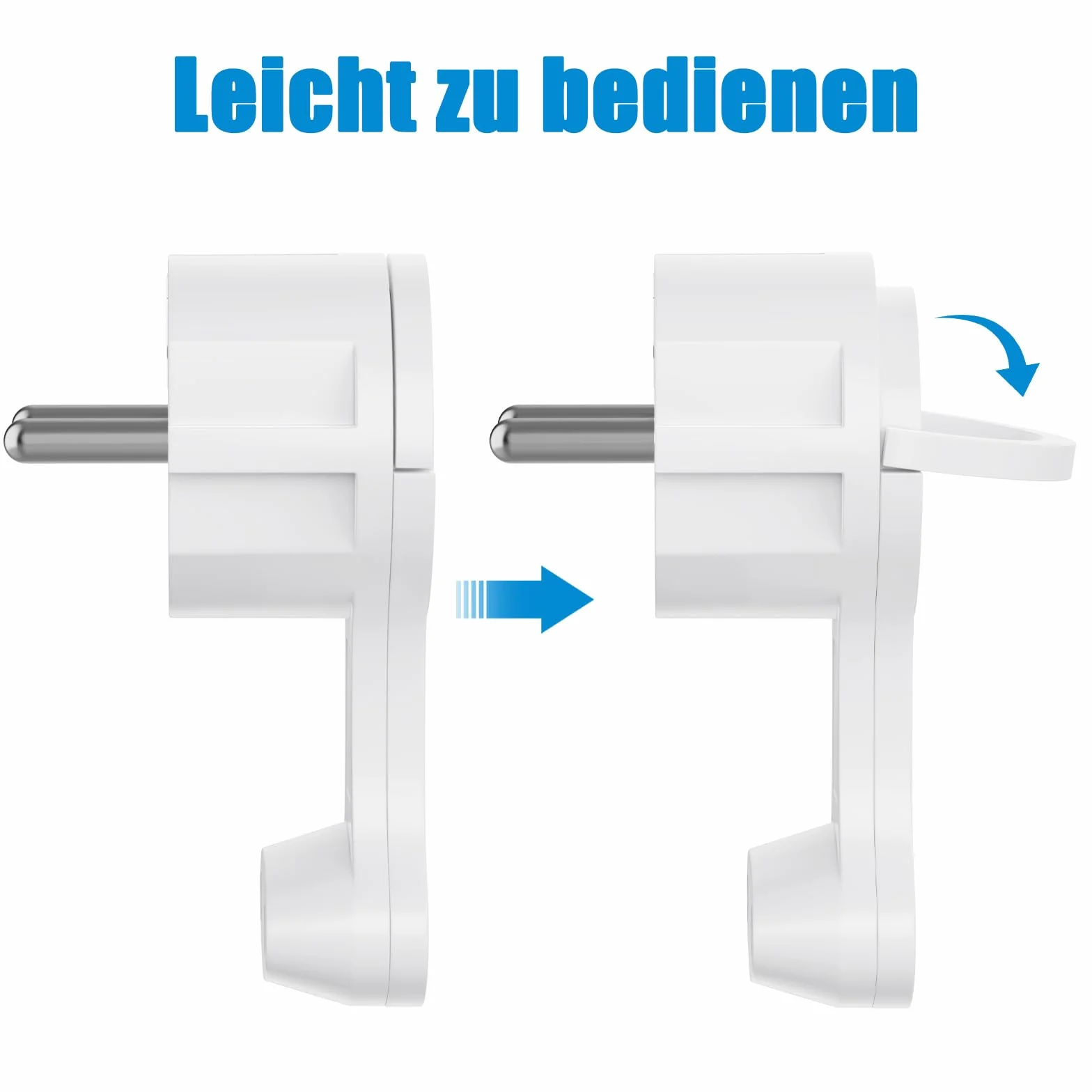 Elektryczna wtyczka Schuko, ekstra płaska wtyczka uziemiająca ze składanym uchwytem, 250 V, 16 A, do kabli do 3 x 1,5 mm², wtyczka płaska, wtyczka euro, biała, 2 sztuki