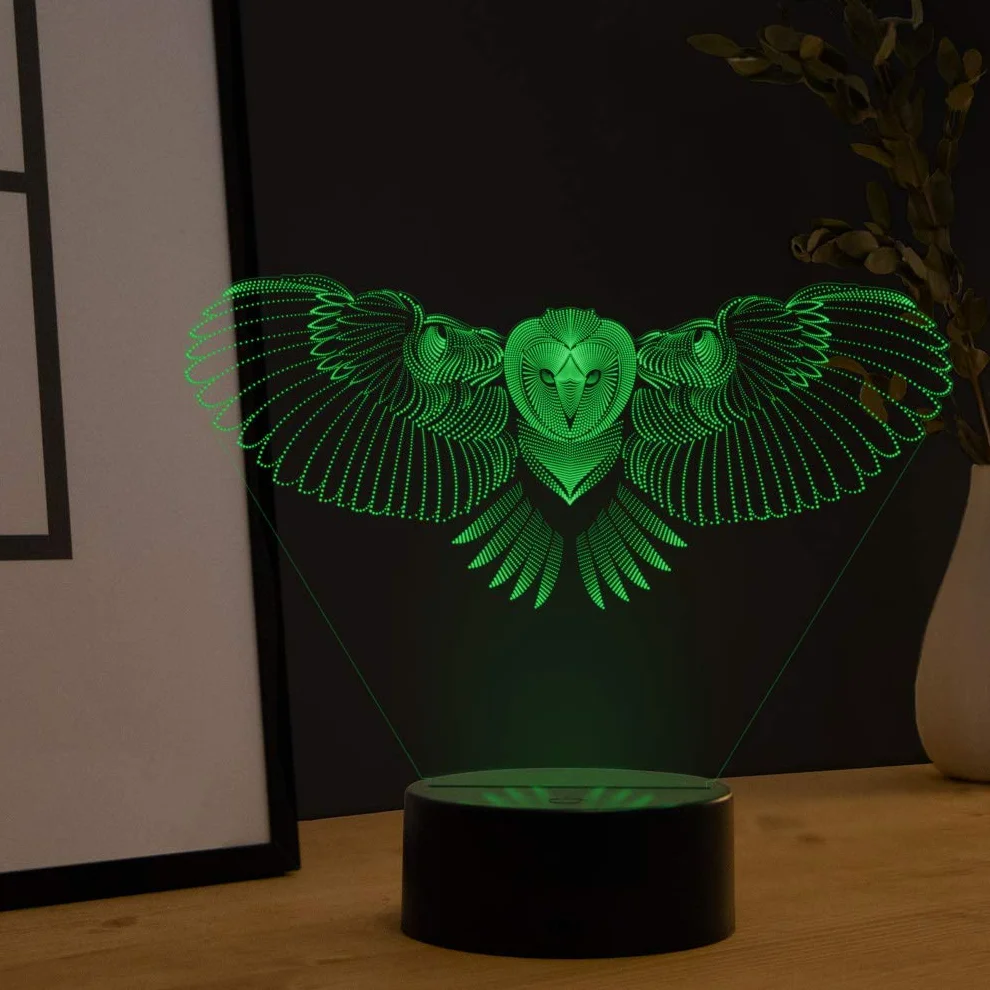 Iluzja optyczna 3D sowa lampka nocna 7/16 zmieniających się kolorów zasilana przez USB pilot zdalnego sterowania przełącznik dotykowy LED lampa 3D Boże Narodzenie urodziny dekoracja pokoju