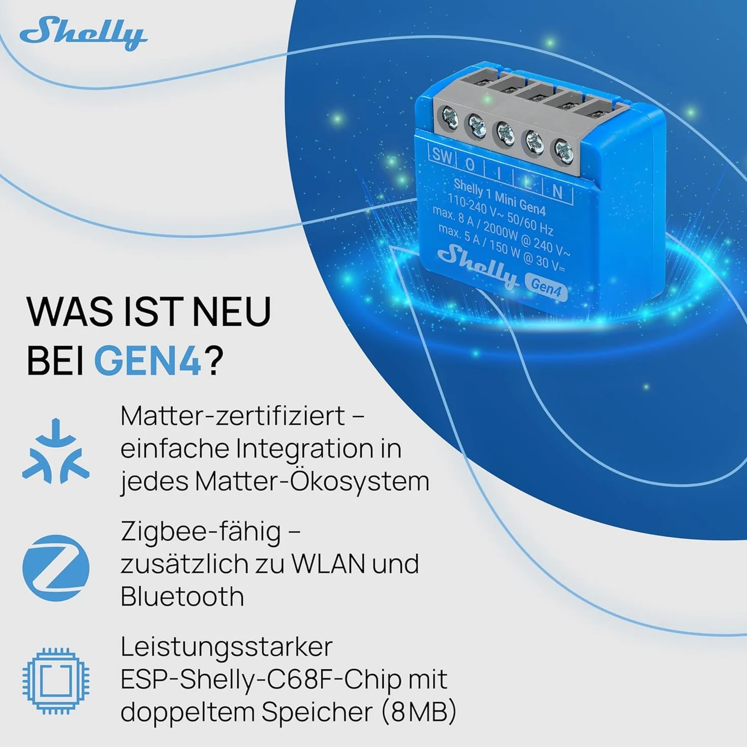 Shelly 1 mini Gen4 inteligentny przełącznik przekaźnika Wi-Fi 1 kanał 8 A