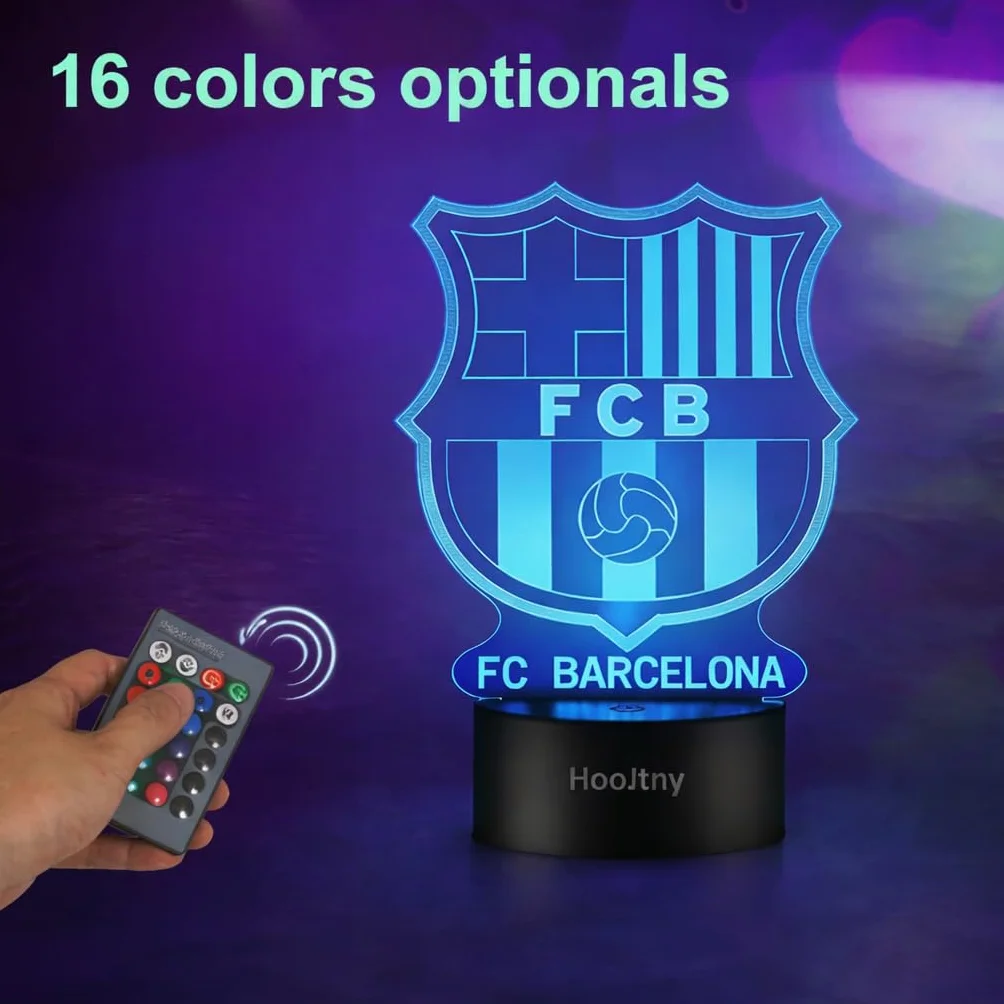 Barcelona Lampka Nocna Dziecięca LED 3D 16 Kolorów Pilot Zdalnego Sterowania