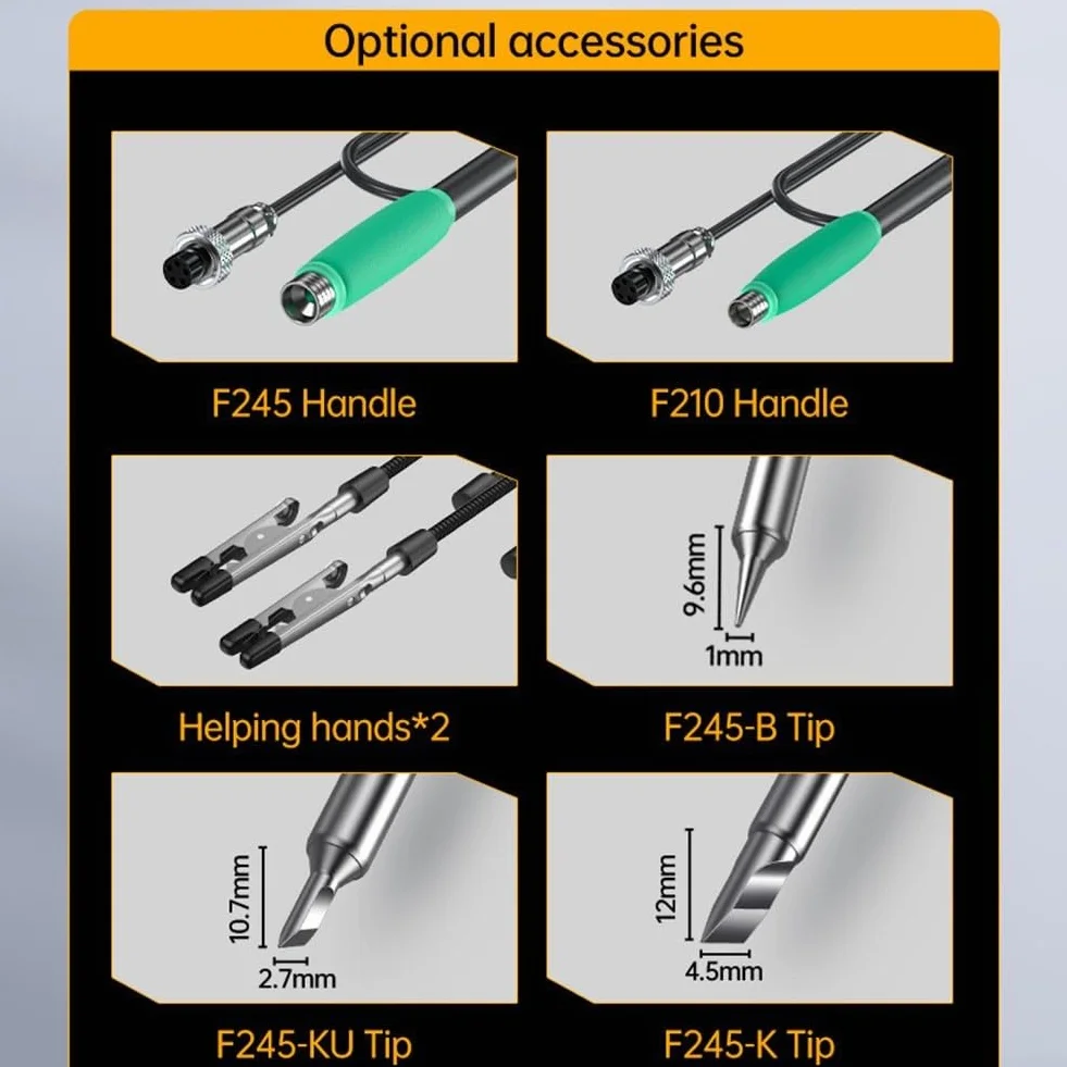 F210/F245 zestaw akcesoriów do uchwytu lutowniczego z ramionami mechanicznymi i ochroną silikonową