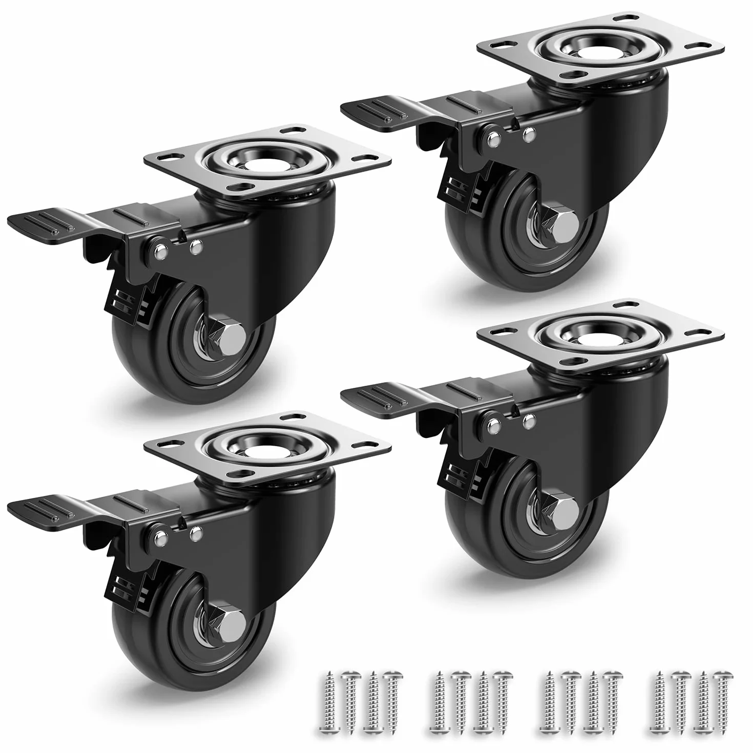 Nirox 4 x kółka meblowe 50 mm z hamulcem ciche toczenie wysokość 70 mm do 200 kg