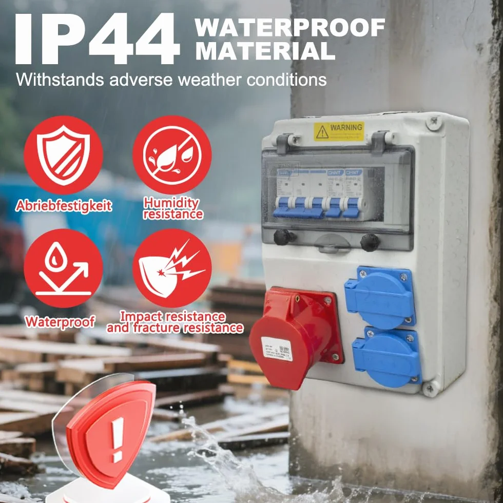 Elektryczna osłona rozdzielcza IP44 230V 2x230V 1xCEE 16A z przełącznikiem Fi i Ls