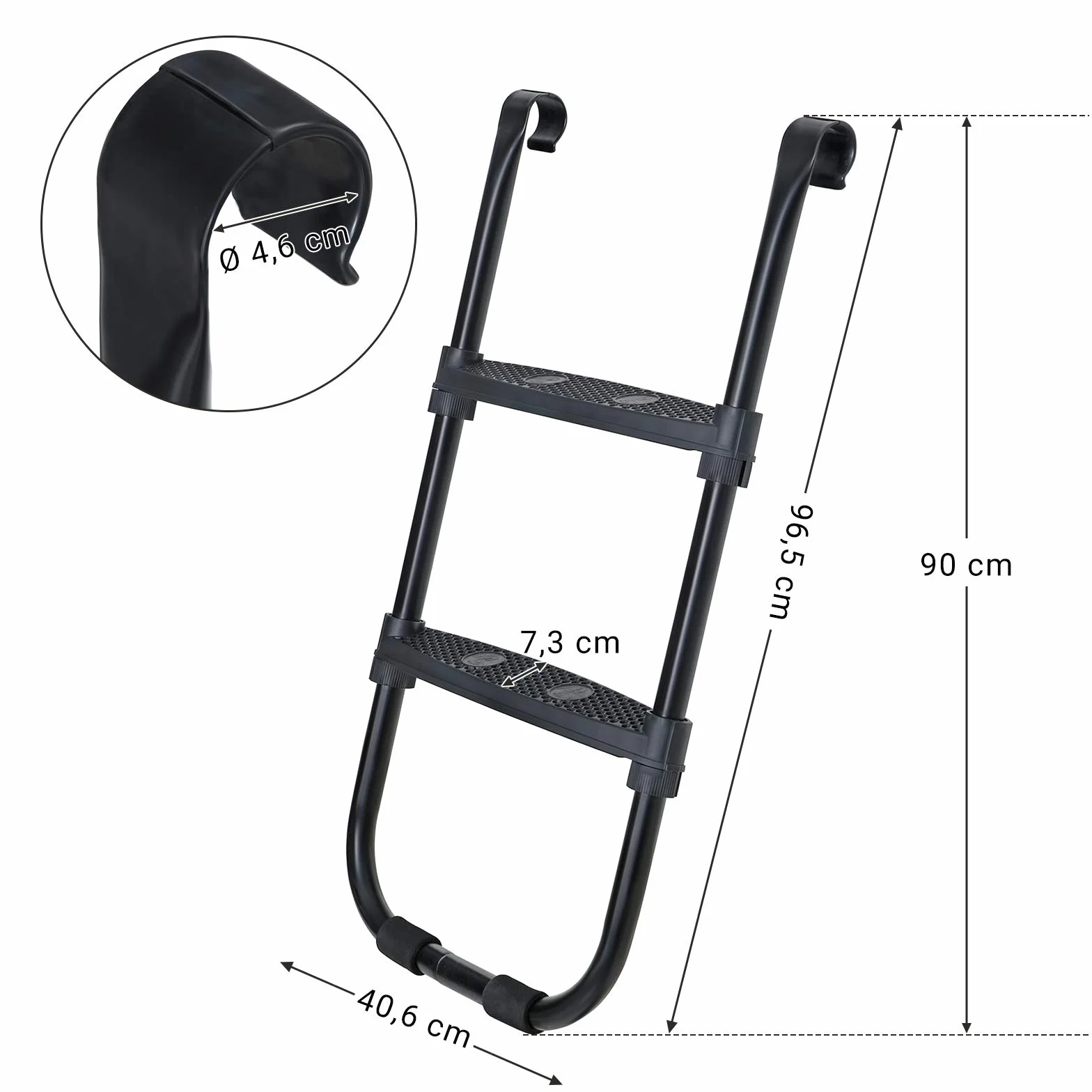 SONGMICS Drabinka do trampoliny antypoślizgowa 90 cm metalowy stelaż czarna SLD90BK