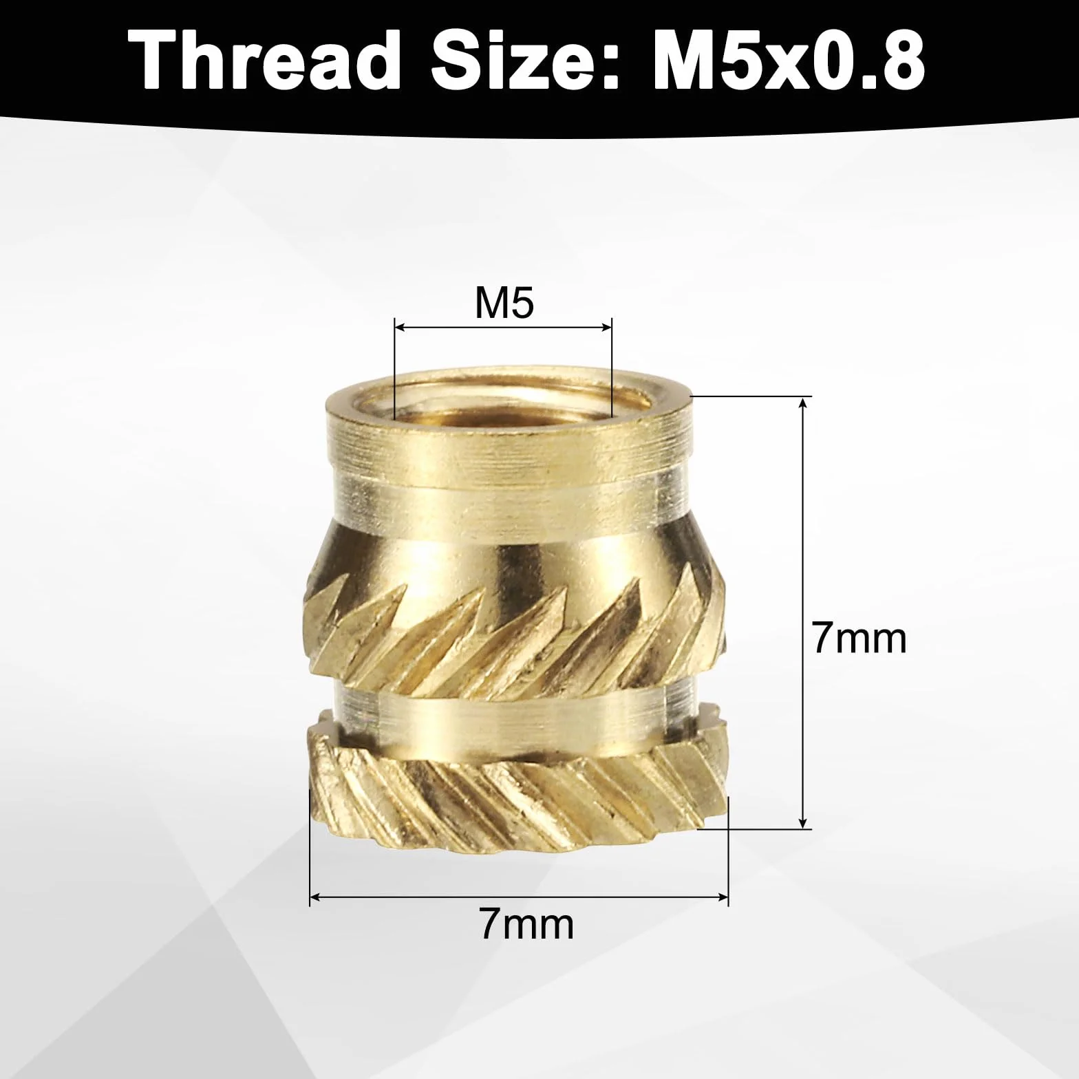 Wkładki gwintowane M5 mosiężna termoosadzona 7 mm nakrętki radełkowane OD 7 mm druk 3D 100 szt