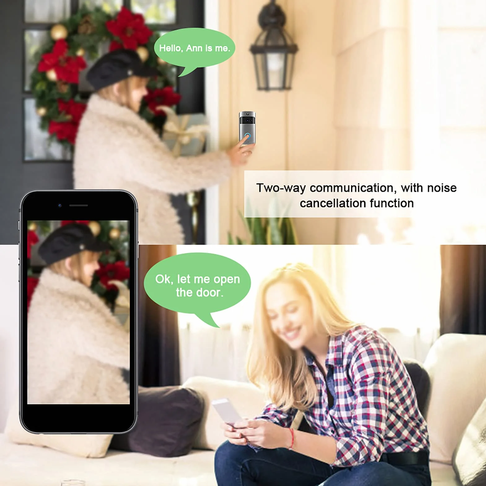 Inteligentny Wideodomofon Wifi Bezprzewodowy, Wykrywanie Ruchu, Kontrola Aplikacji, Dzwonek do Drzwi Bezpieczeństwa