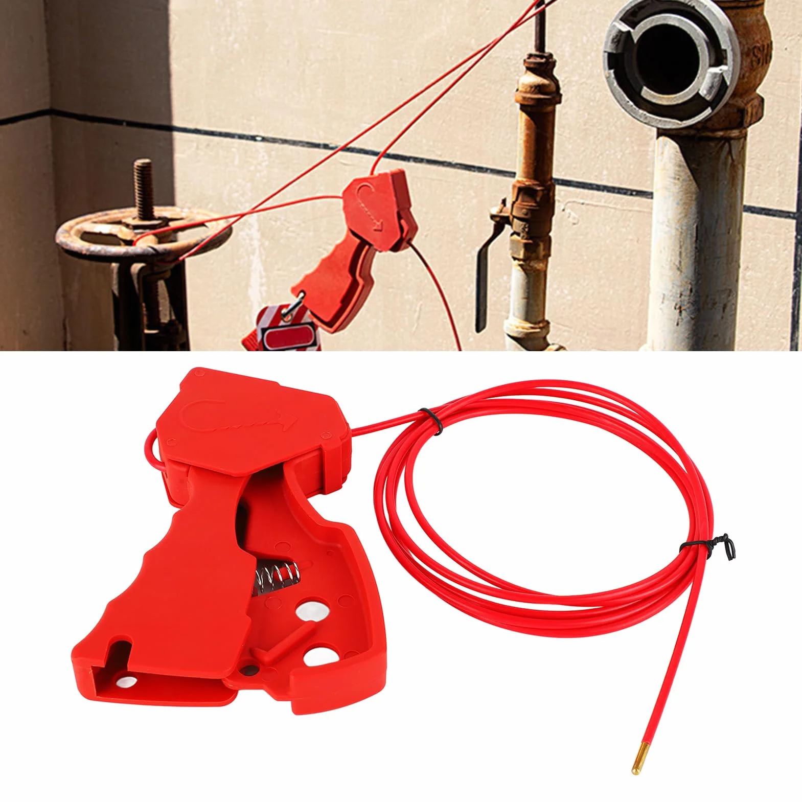 Lockout Tagout Cable Lock, Adjustable Stainless Steel Safety Lock for LOTO