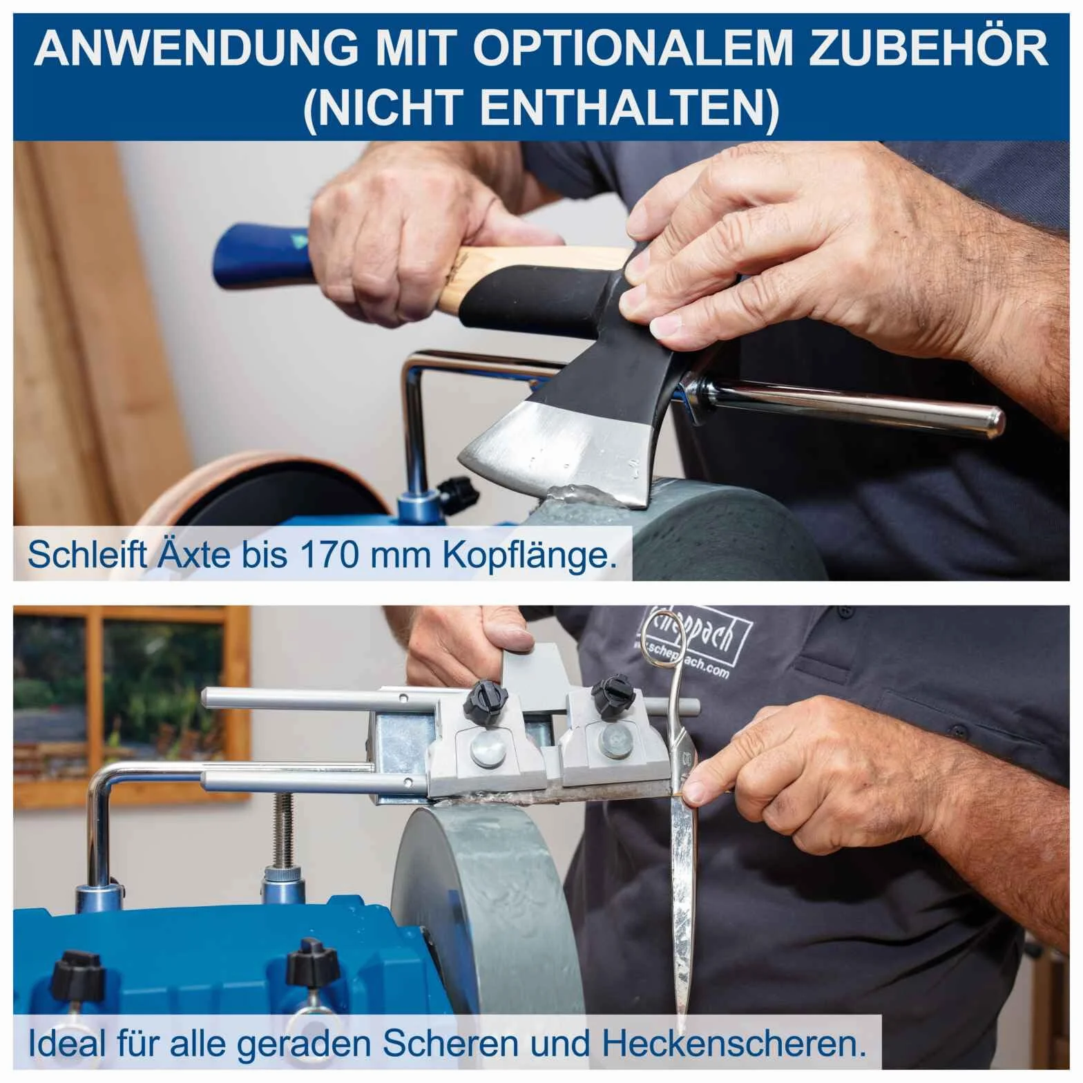 Scheppach Ostrzałka do wody TIGER 7000S 200W Górny kamień korundu 250 x 50 mm ziarno 220