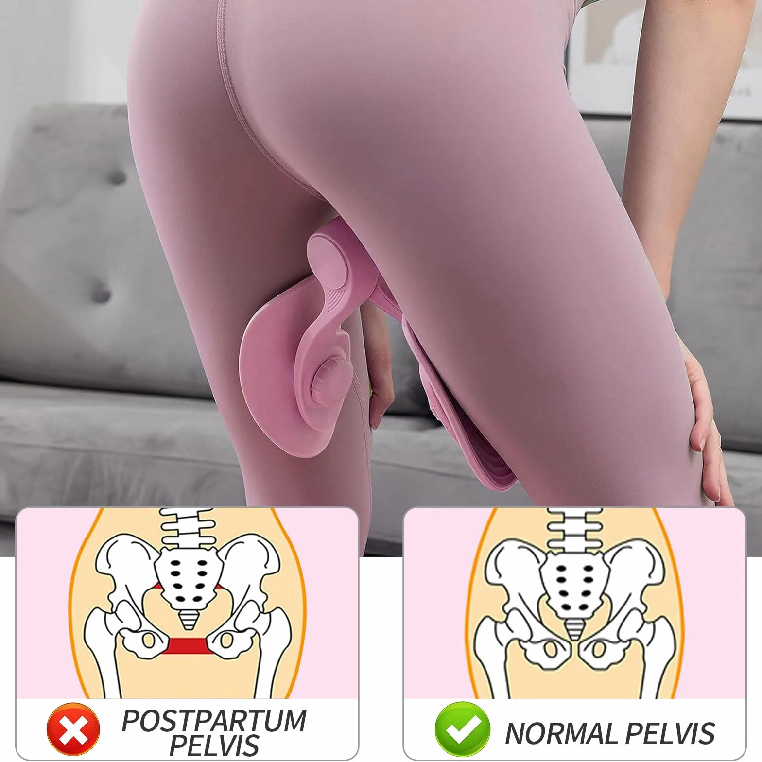 LeapBeast Hip Trainer trener mięśni dna miednicy, przyrząd treningowy do kobiecych pośladków, korekcji pośladków, ramion, nóg, klatki piersiowej, trenażer ramion i nóg (grubość 7 kg, różowy)
