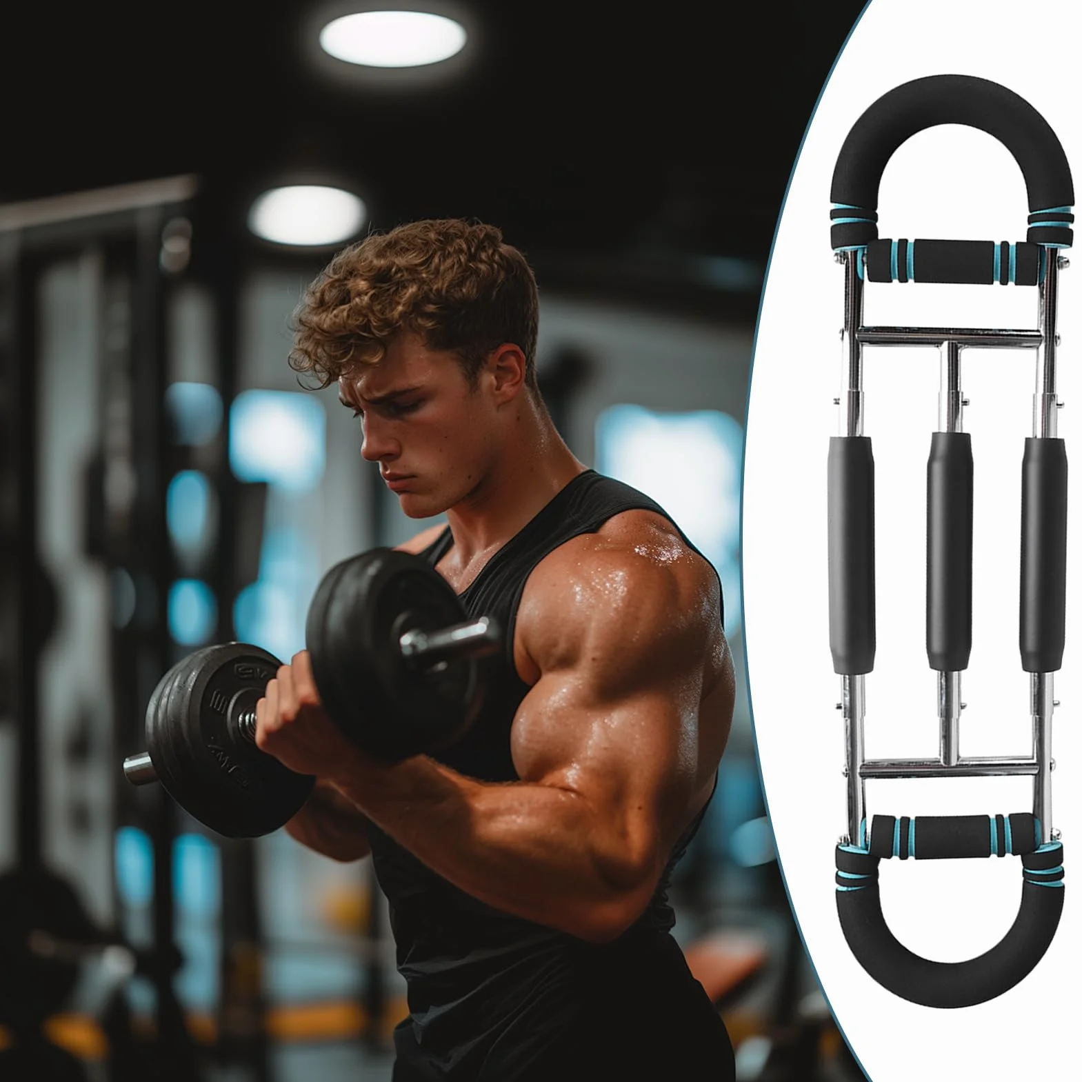 Arm Exercise Equipment, Chest Muscle Workout Trainer, 20–100kg U-Shape Resistance Tool with Ergonomic Grip, Upper Body Strength Builder for Home Gym Boxing Fitness Training 6.69x27.56in
