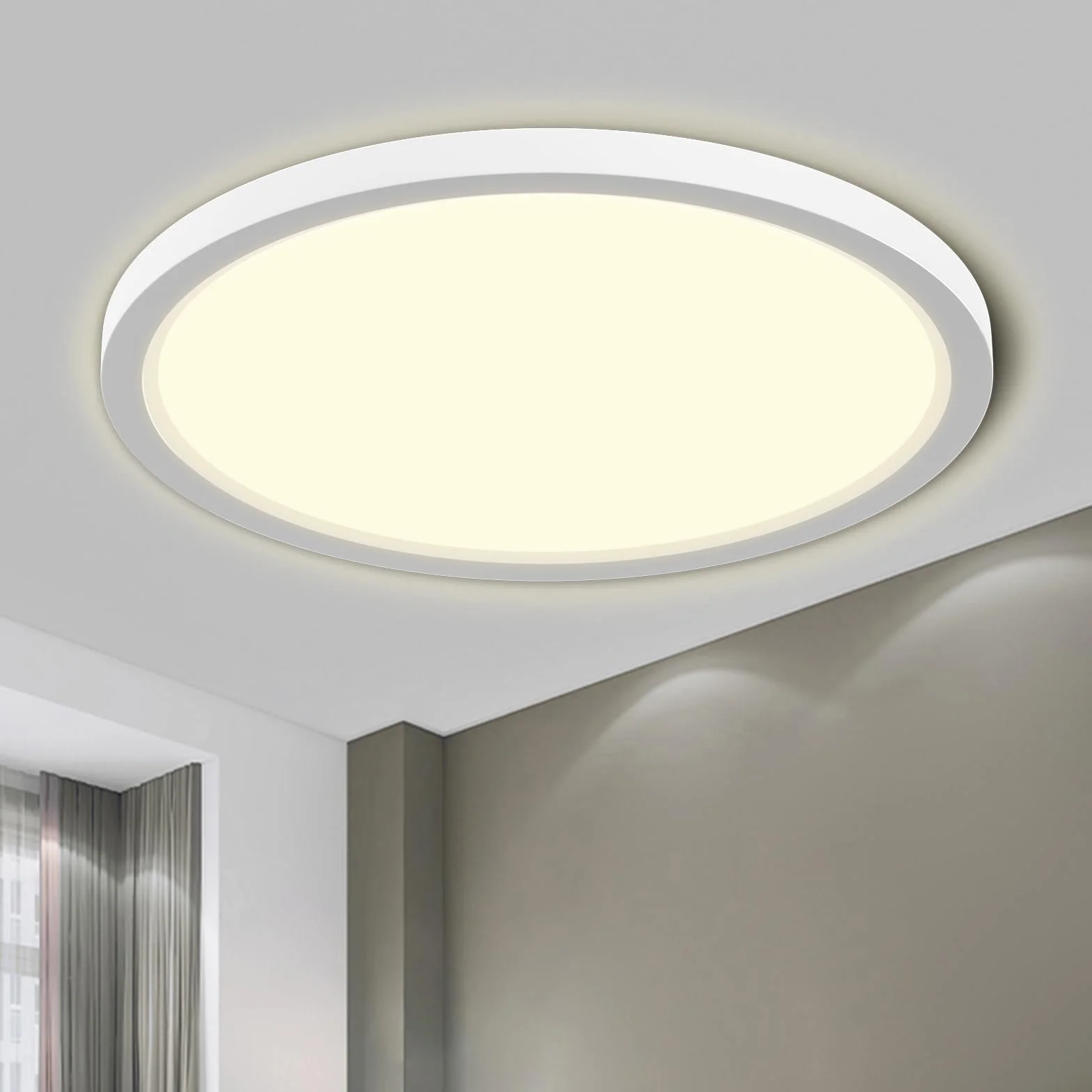 LQWELL® Lampa sufitowa LED, IP44 wodoodporna lampa łazienkowa okrągła płaska 36W 4000K 4320LM nowoczesna prosta lampa cienka do salonu sypialni kuchni biura, 400 * 24mm