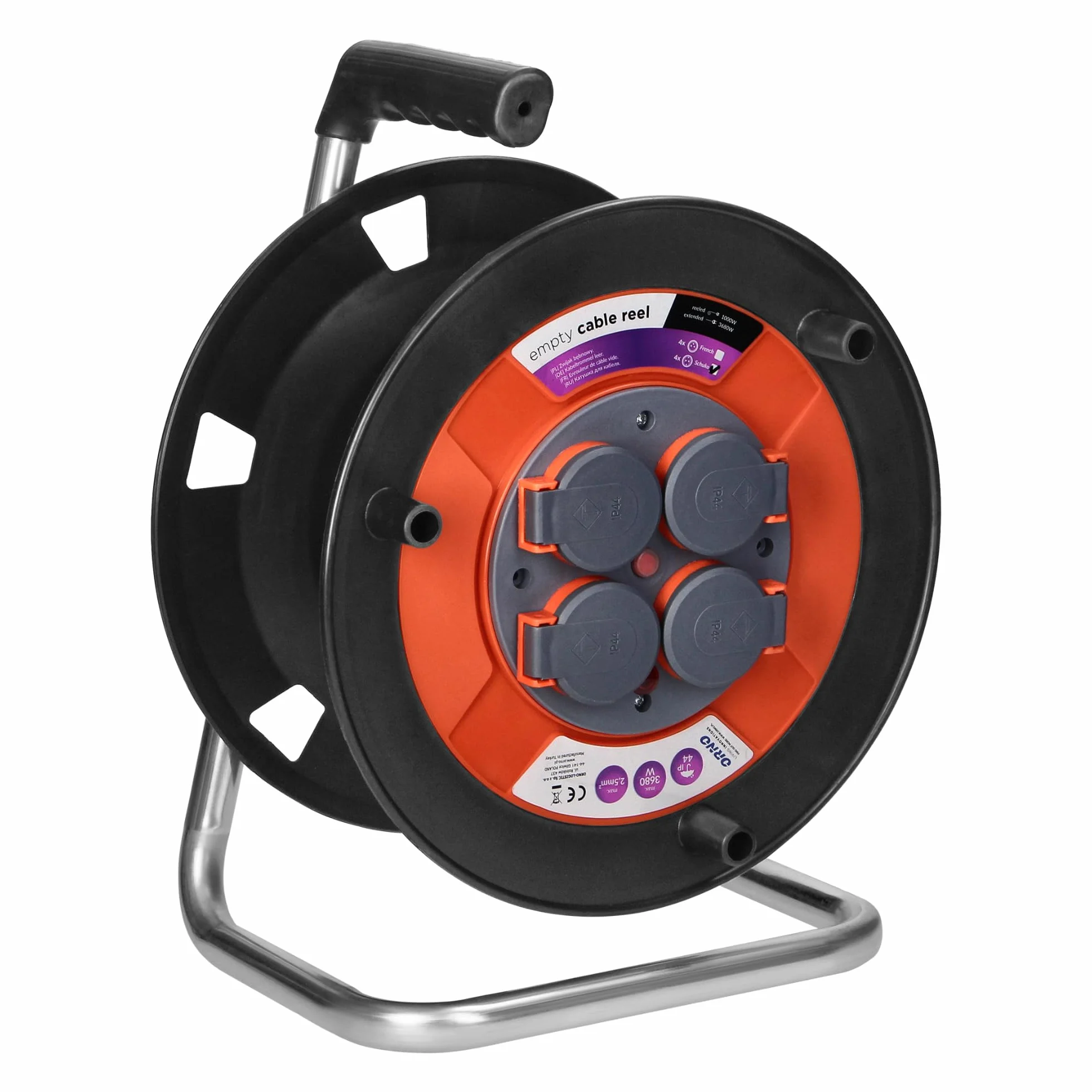Zwijak bębenowy bryzgoszczelny IP44 16A 230V Schuko 4x2P+Z