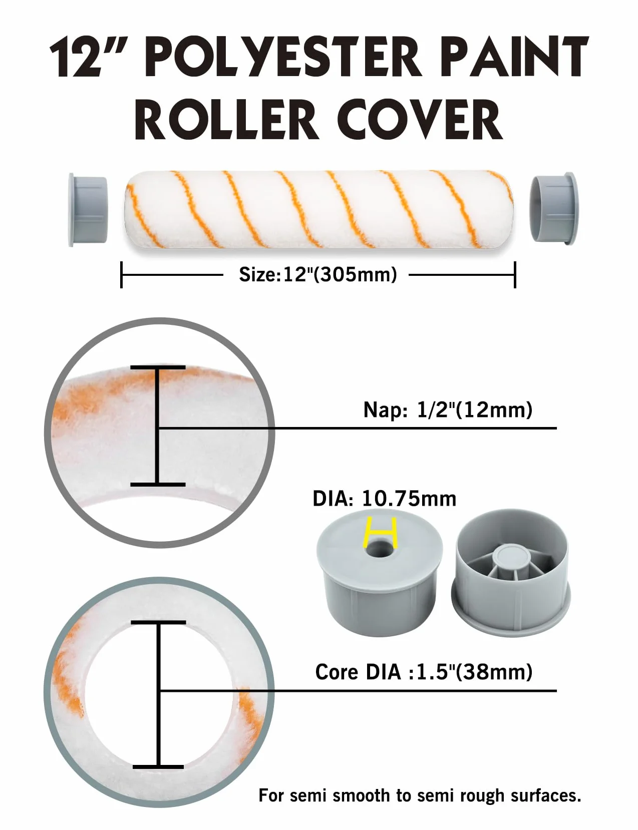ROLLINGDOG Rękawa do wałka malarskiego 12" 1/2" średnia grubość