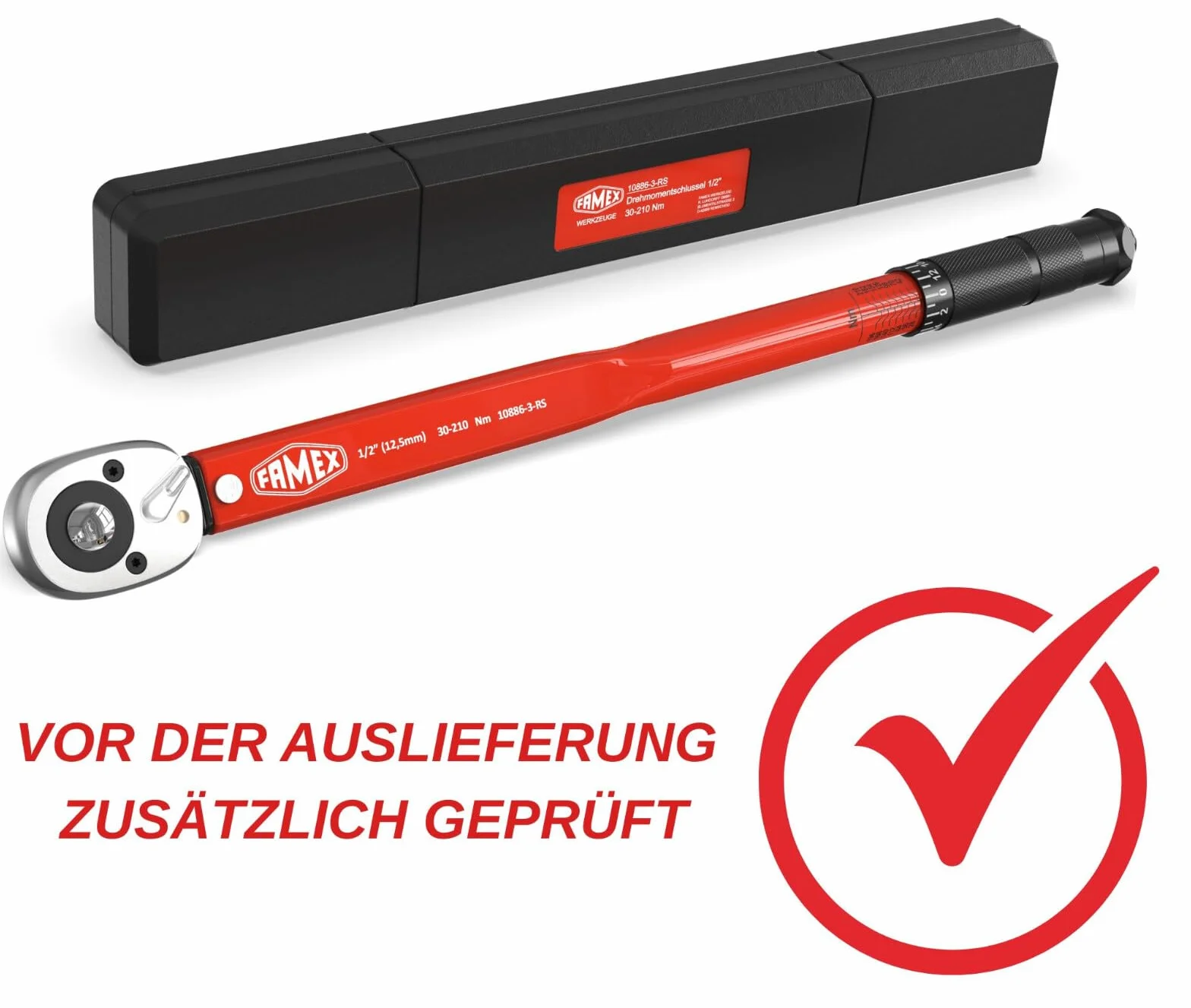 FAMEX klucz dynamometryczny 1/2" 30-210 Nm zestaw 3 nasadki do felg aluminiowych