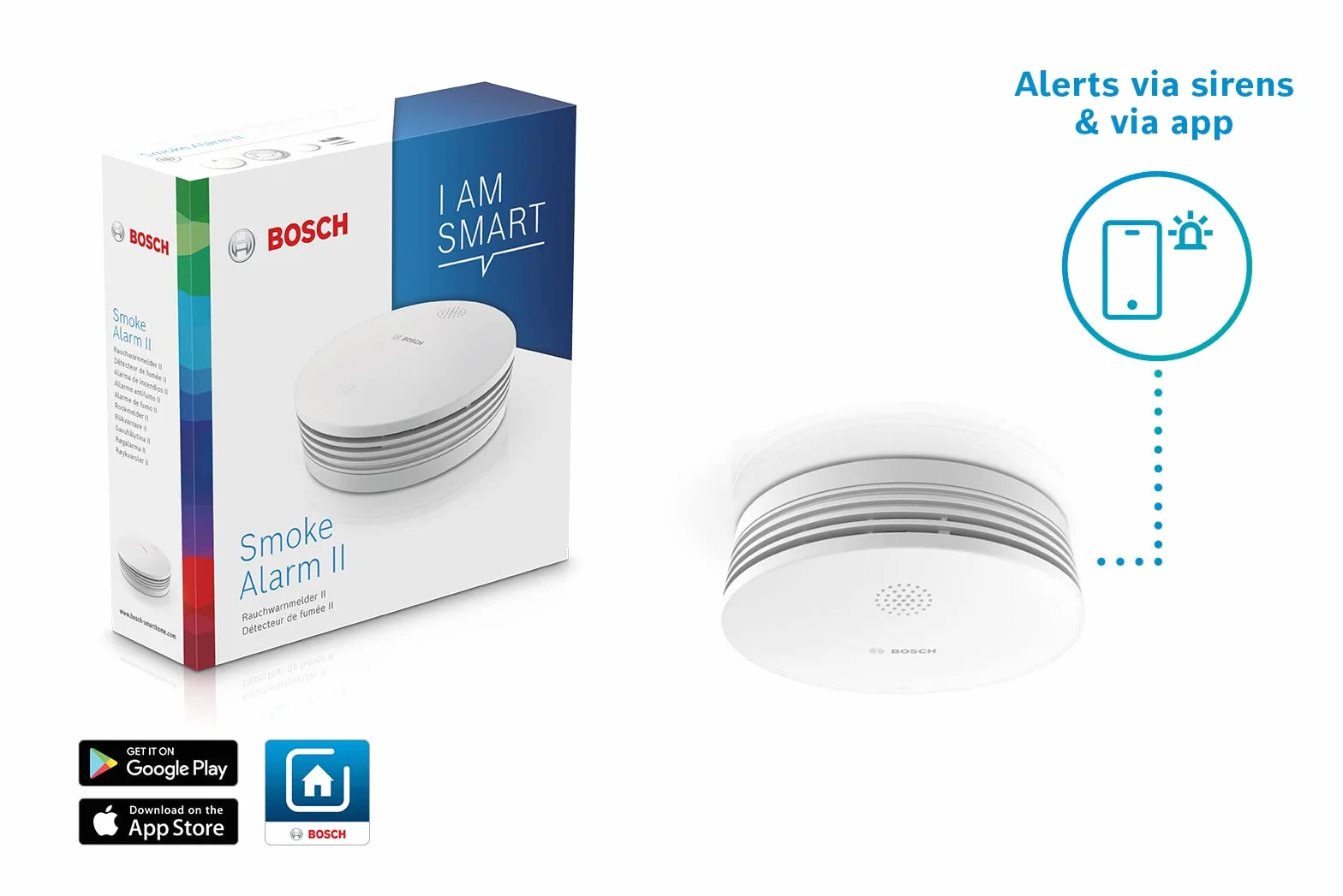 Bosch Smart Home Czujnik Dymu Biały 11 x 11 x 3,7 cm
