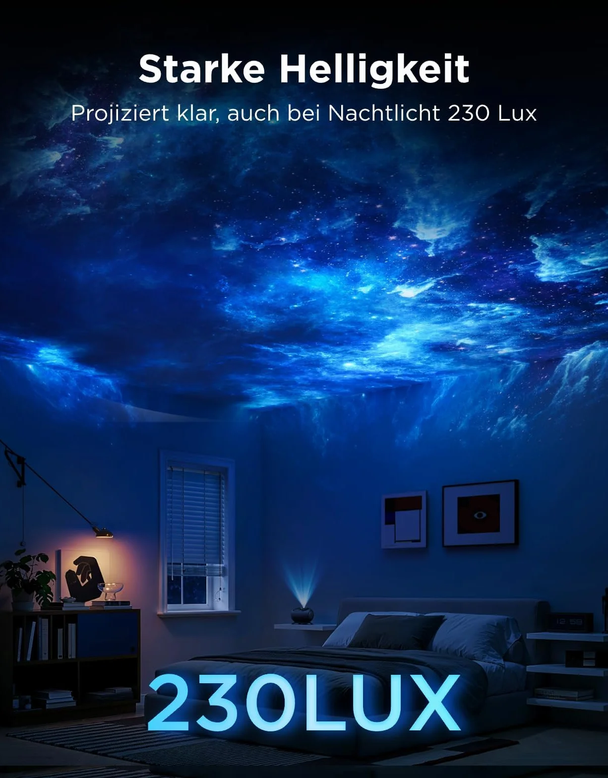 Govee Projektor LED gwiaździstego nieba, planetarium, 8 dysków filmowych, 20 trybów scenerii, 21+ białych szumów, kompatybilny z Alexą, obrót 360°, lampka nocna z timerem