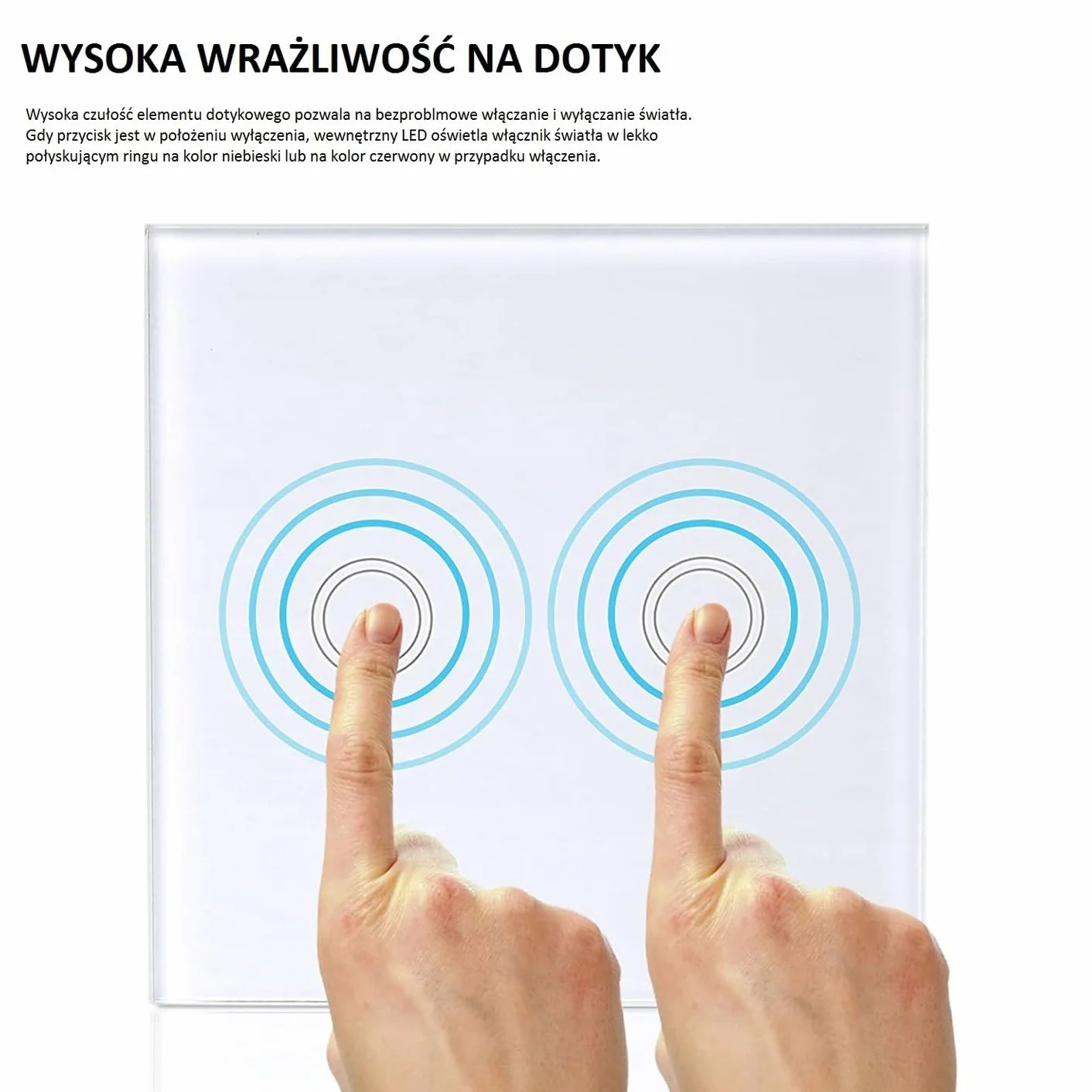 Panel Szklany Dotykowy 2x Włącznik Rolet Czarny