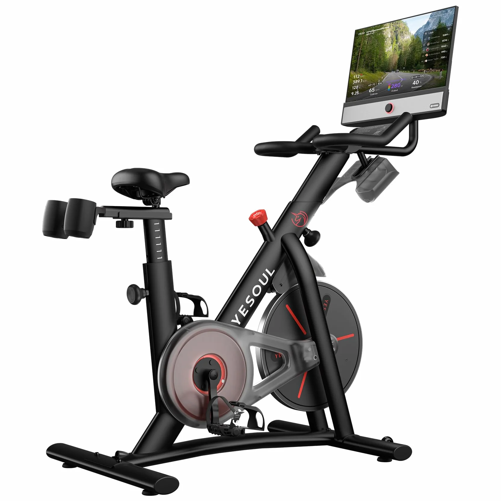 YESOUL BIKE G1M MAX rower treningowy z magnesem, wyświetlacz FHD, 21,5", czarny, obrót o 360°, elektryczny 24 V, rower wewnętrzny, 35 kg, pojemność 137 x 53 x 145 cm