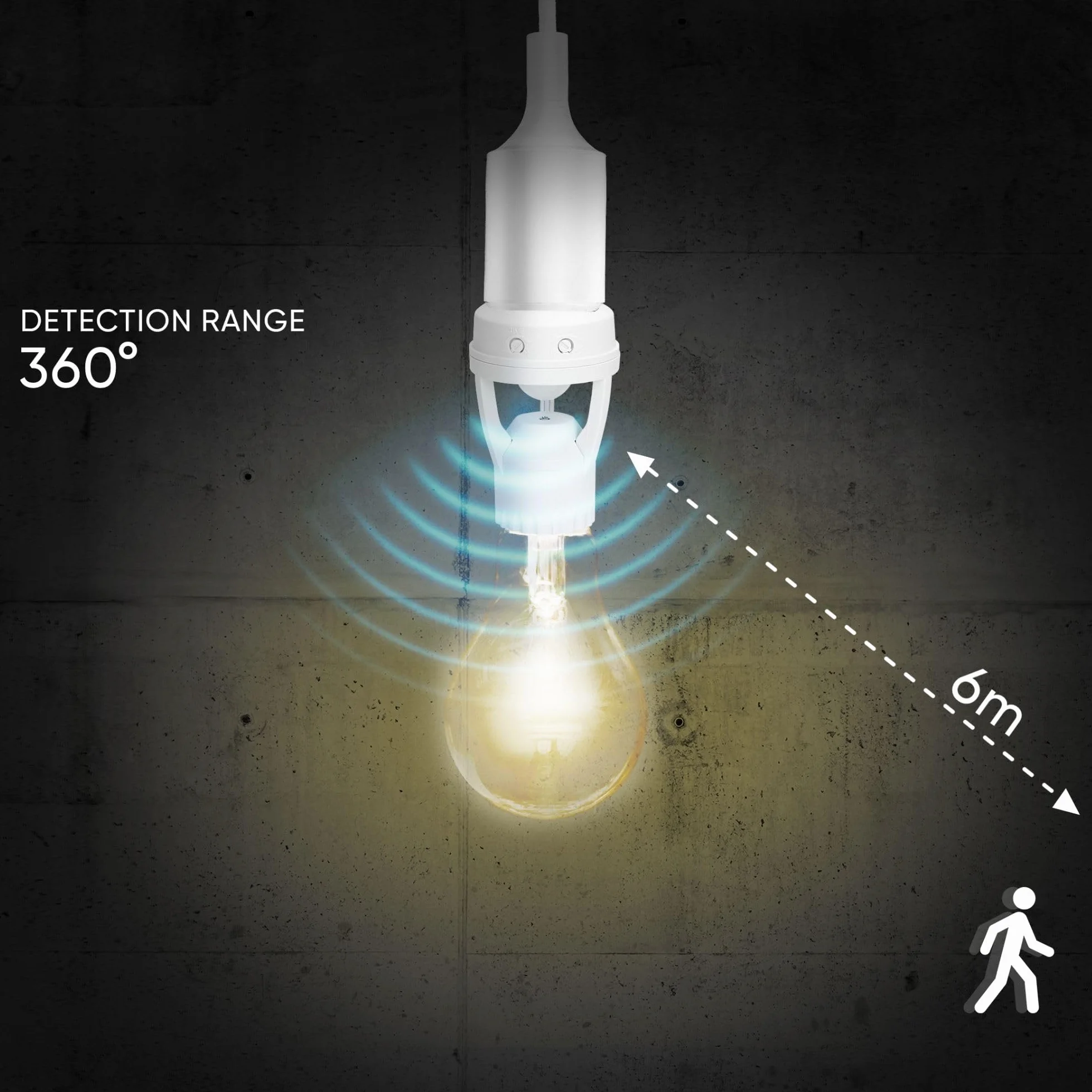 Gniazdo żarówki z czujnikiem ruchu 360° IP20 E27 60W