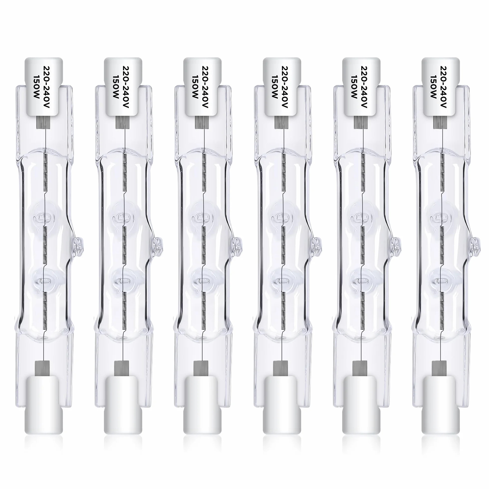 Morotty Żarówka halogenowa R7S, 78 mm, 150 W, 230 V, J78 ściemnialna żarówka halogenowa 2800K, ciepła biel, odpowiednia do lamp podłogowych, oświetlenia krajobrazu, opakowanie 6 szt