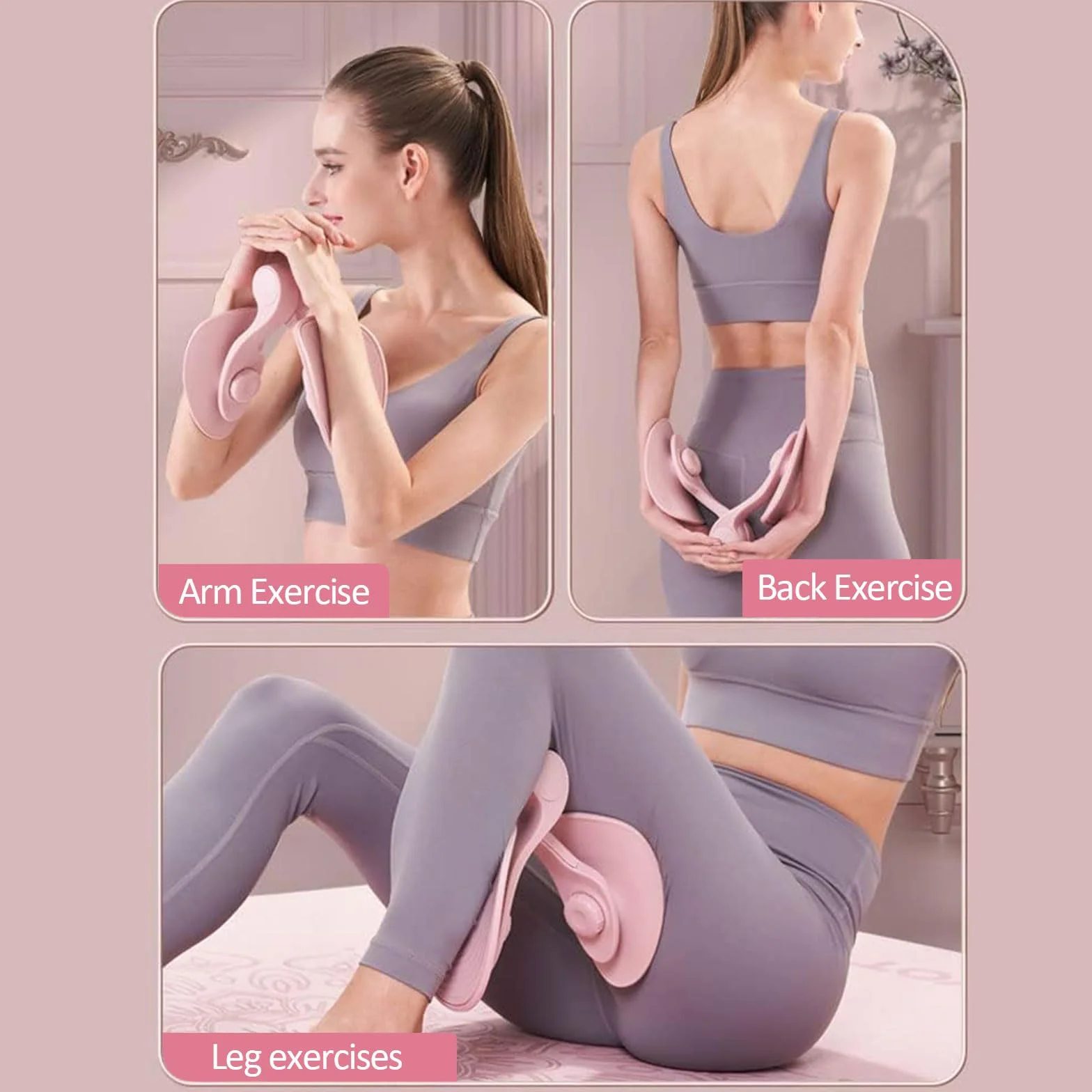 LeapBeast Hip Trainer trener mięśni dna miednicy, przyrząd treningowy do kobiecych pośladków, korekcji pośladków, ramion, nóg, klatki piersiowej, trenażer ramion i nóg (grubość 7 kg, różowy)