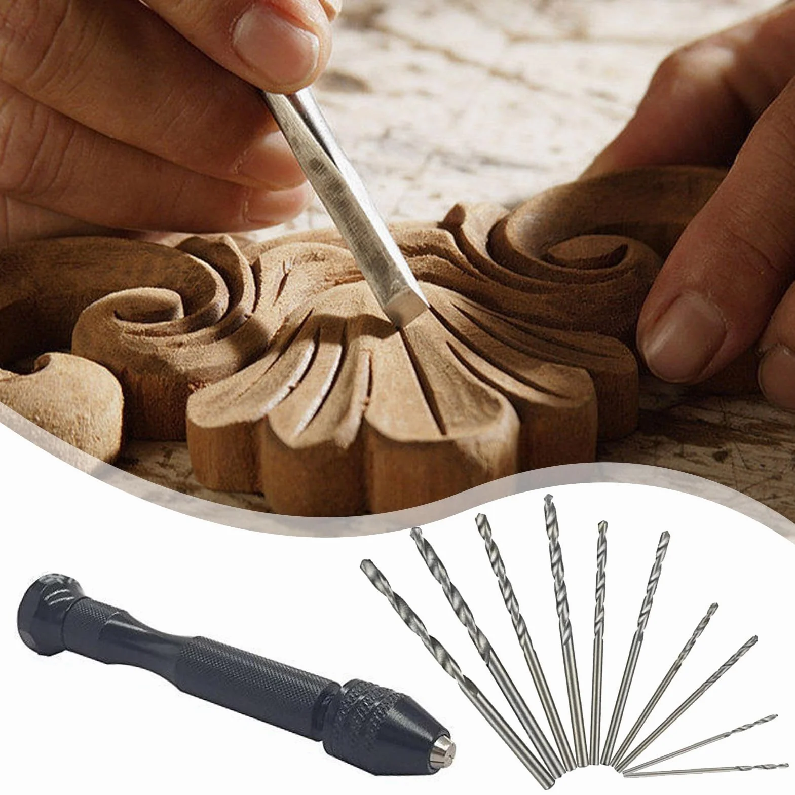 Precision Hand Twist Drill Jewelry Making Tool with Adjustable Chuck Screw Bits for Wood Metal Resin Craft