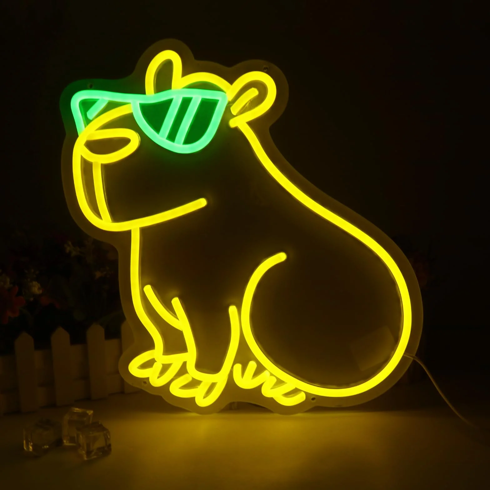 Lotvic Kapibara Neon Kapibara neonowe światło nocne zasilane przez USB, neonowe światło LED, do sklepu, pomysł na prezent urodzinowy dla dzieci