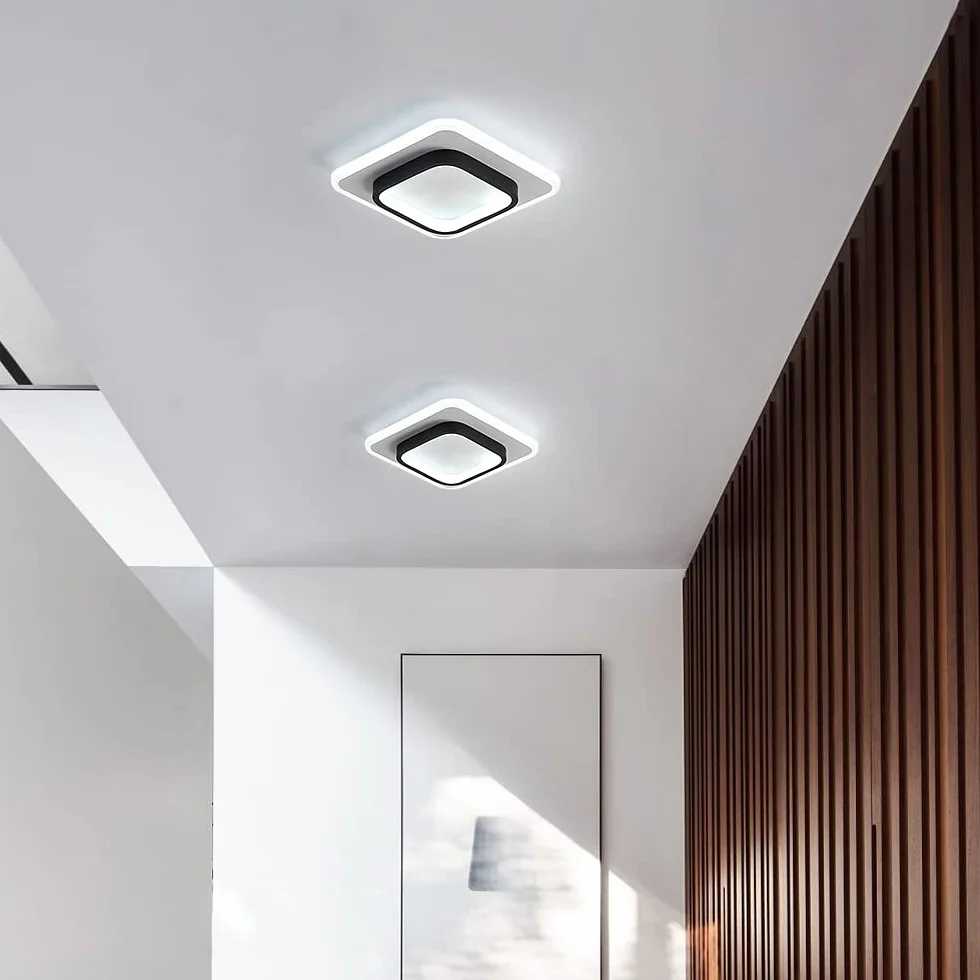 DELIPOP Nowoczesna lampa sufitowa LED, 21 W, 2350 lm, akrylowa kwadratowa lampa sufitowa, czarno-białe oświetlenie sufitowe do przedpokoju, biura, sypialni, kuchni, salonu, zimna biel, 6000 K