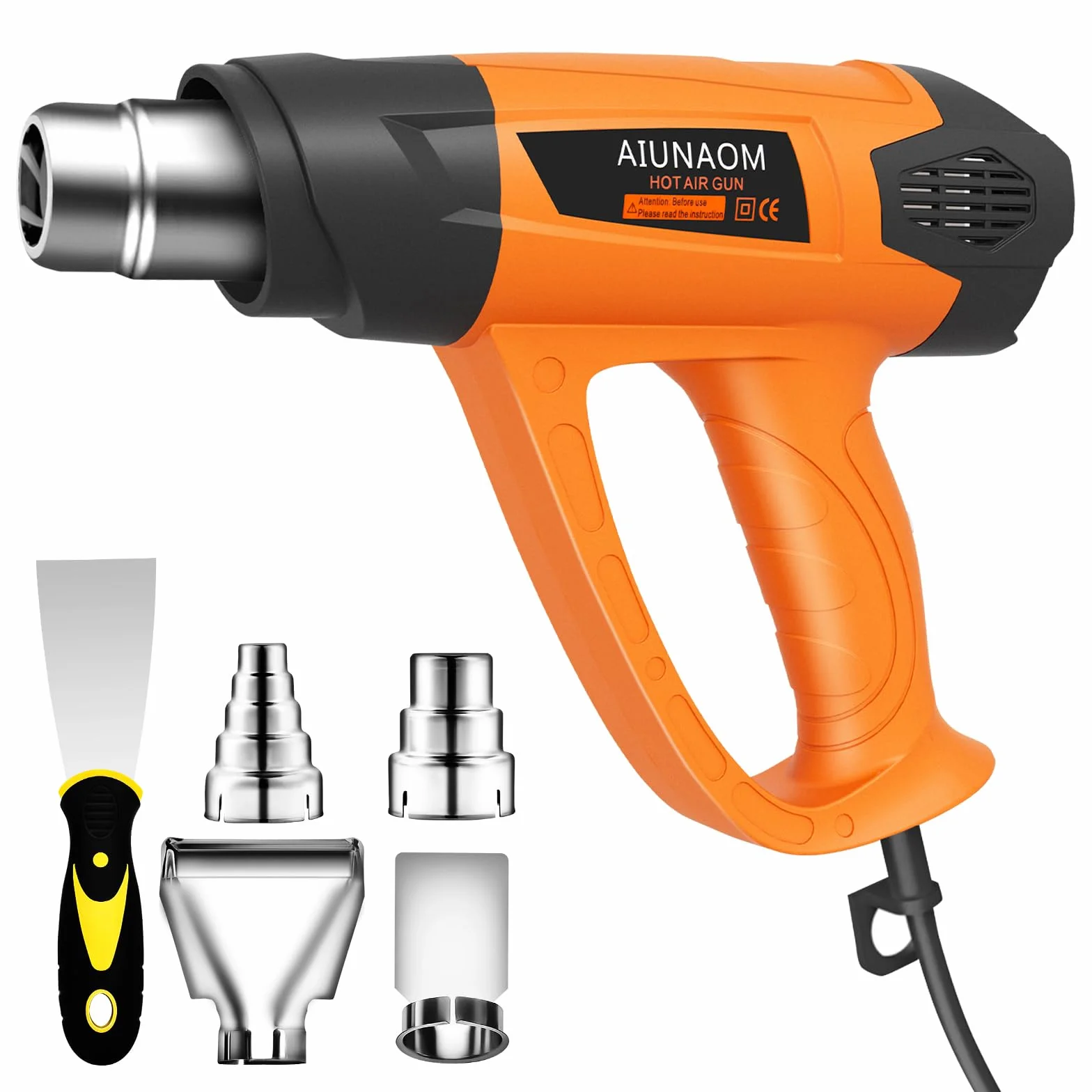 AIUNAOM Opalarka 2000W, 50-650°C, 9 poziomów temp., 5 dysz, szybkie nagrzewanie, ochrona przed przegrzaniem