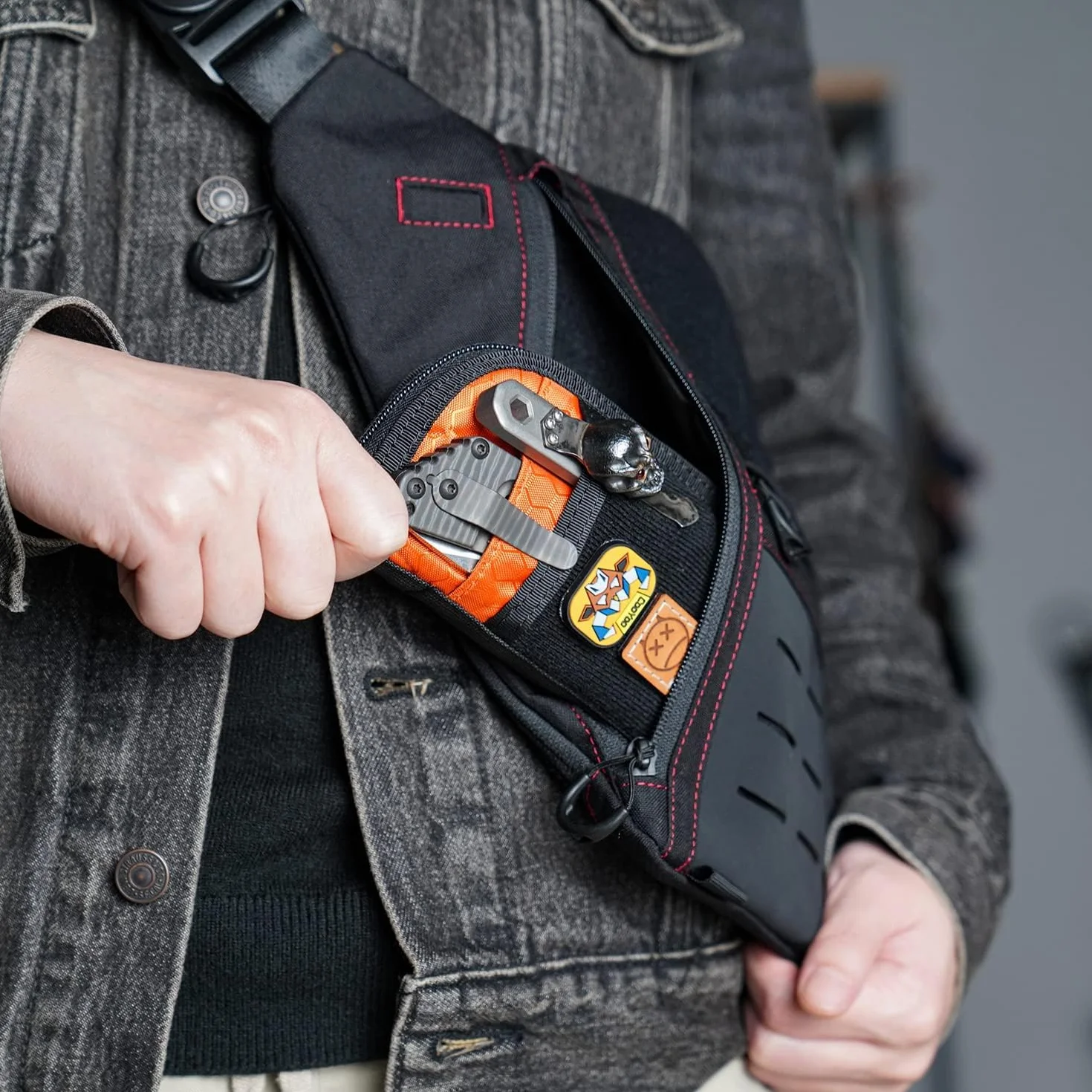 VIPERADE VE10 EDC Multitool Etui Organizer Wielofunkcyjne Nylonowe Kieszonkowe Narzędzia Pochwa Nóż Latarkę Obsadka do Pióra Pomarańczowy
