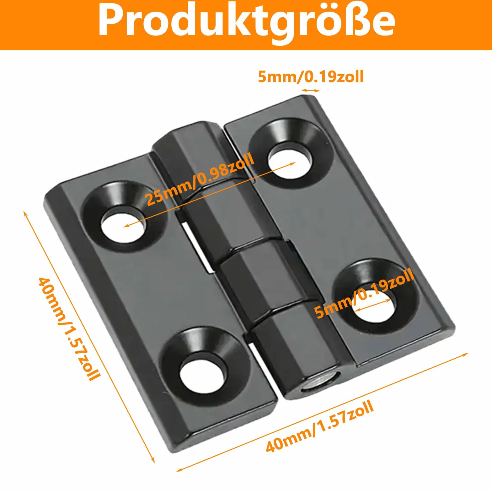Metalowe zawiasy składane 40 mm × 40 mm ze stopu cynku czarne do drzwi szafy okna